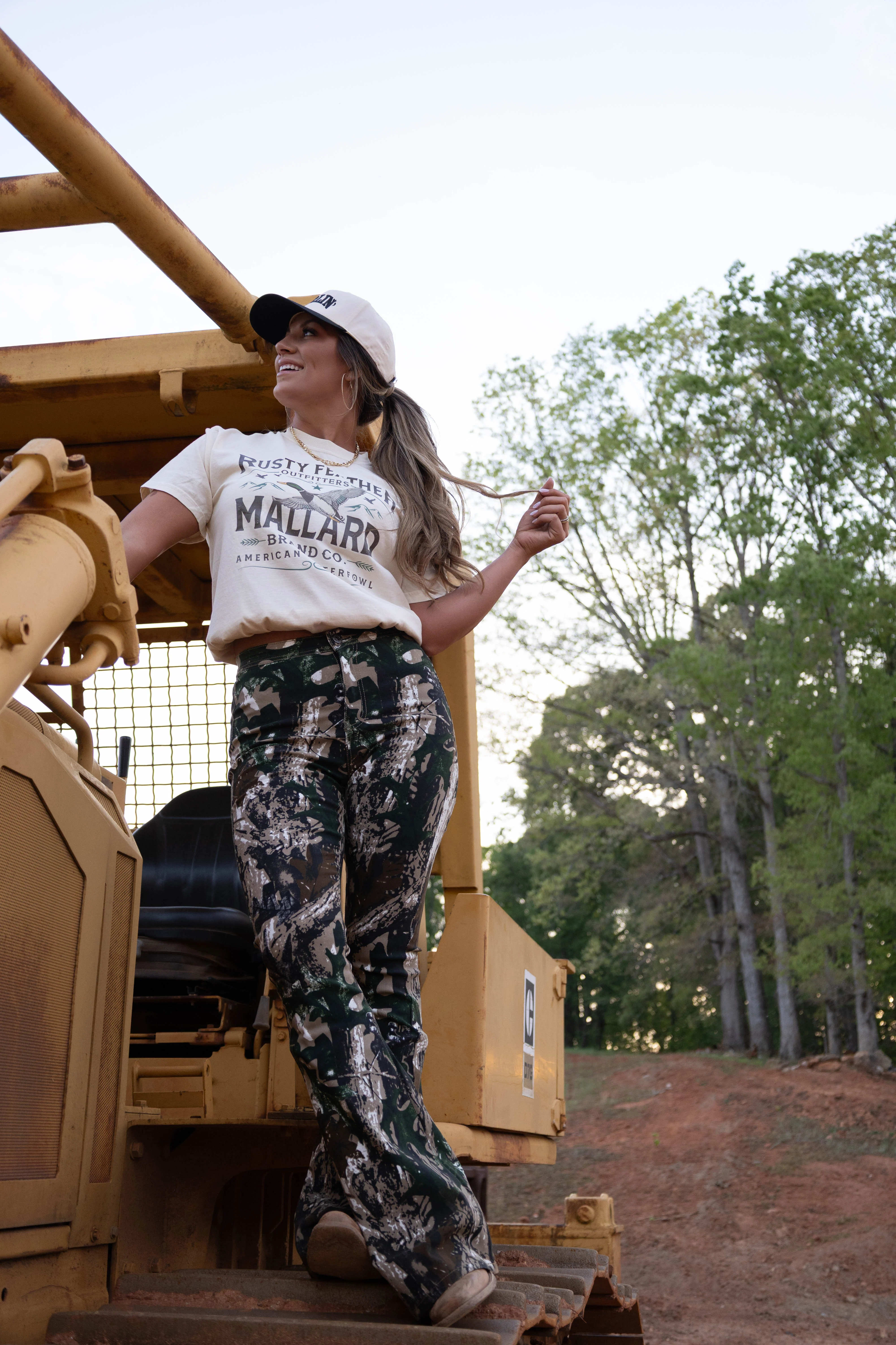 Fiona High Waisted Bell Bottom Flare Jeans - Woodland Green Camo - Image 9