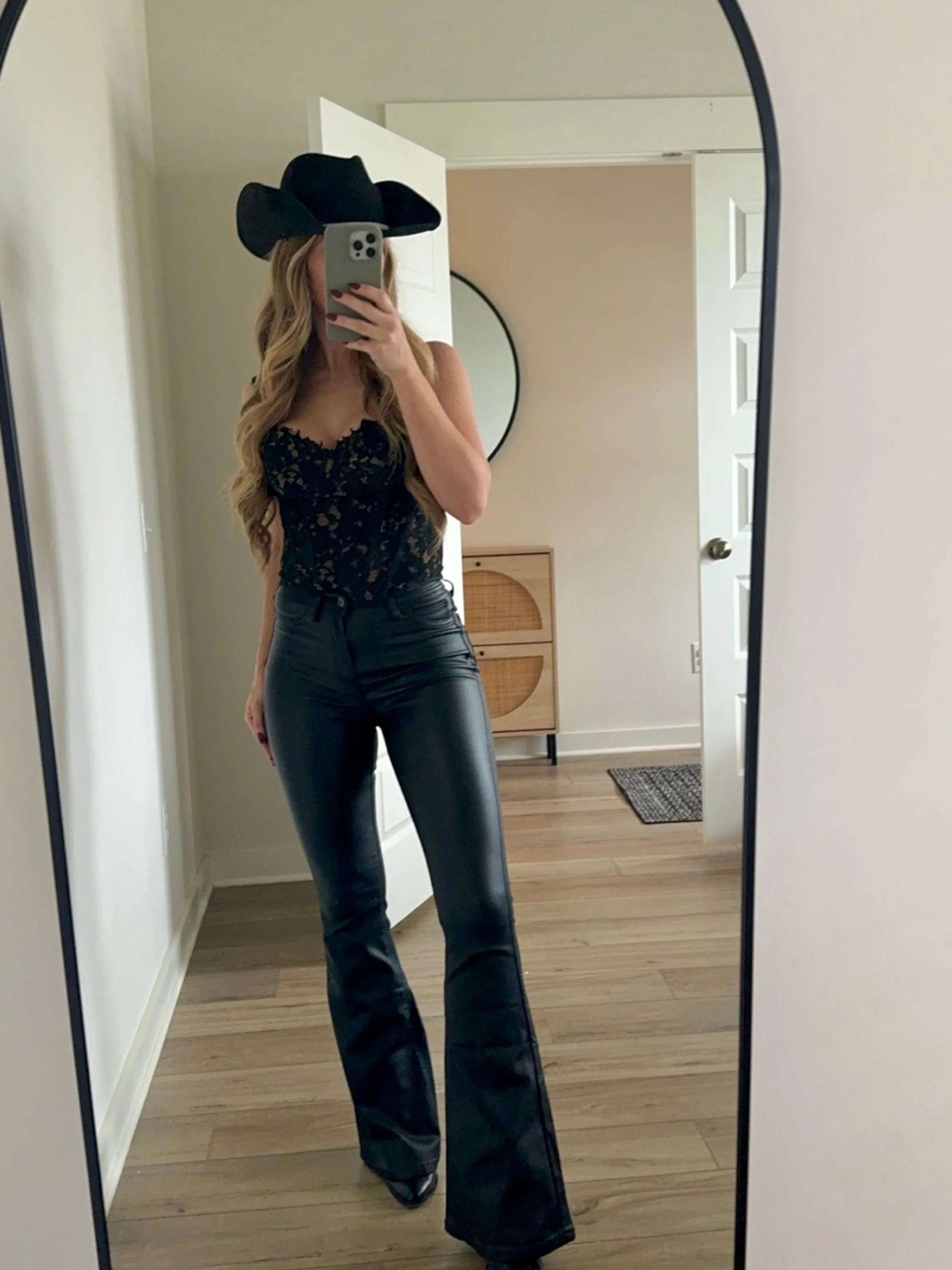 Leather Blakely High Waisted Bell Bottom Flare Jeans - Black - Image 10