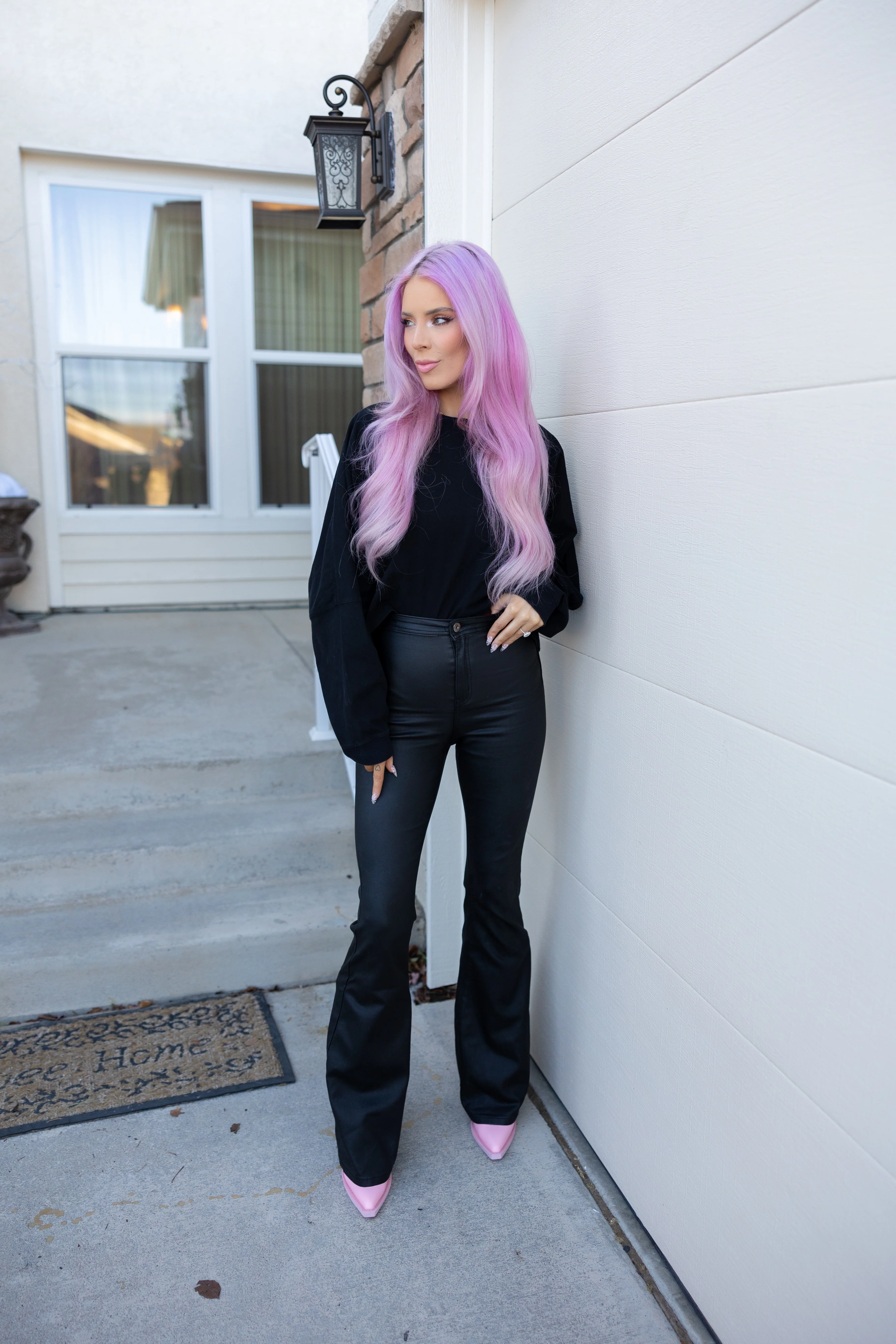 Leather Blakely High Waisted Bell Bottom Flare Jeans - Black - Image 23