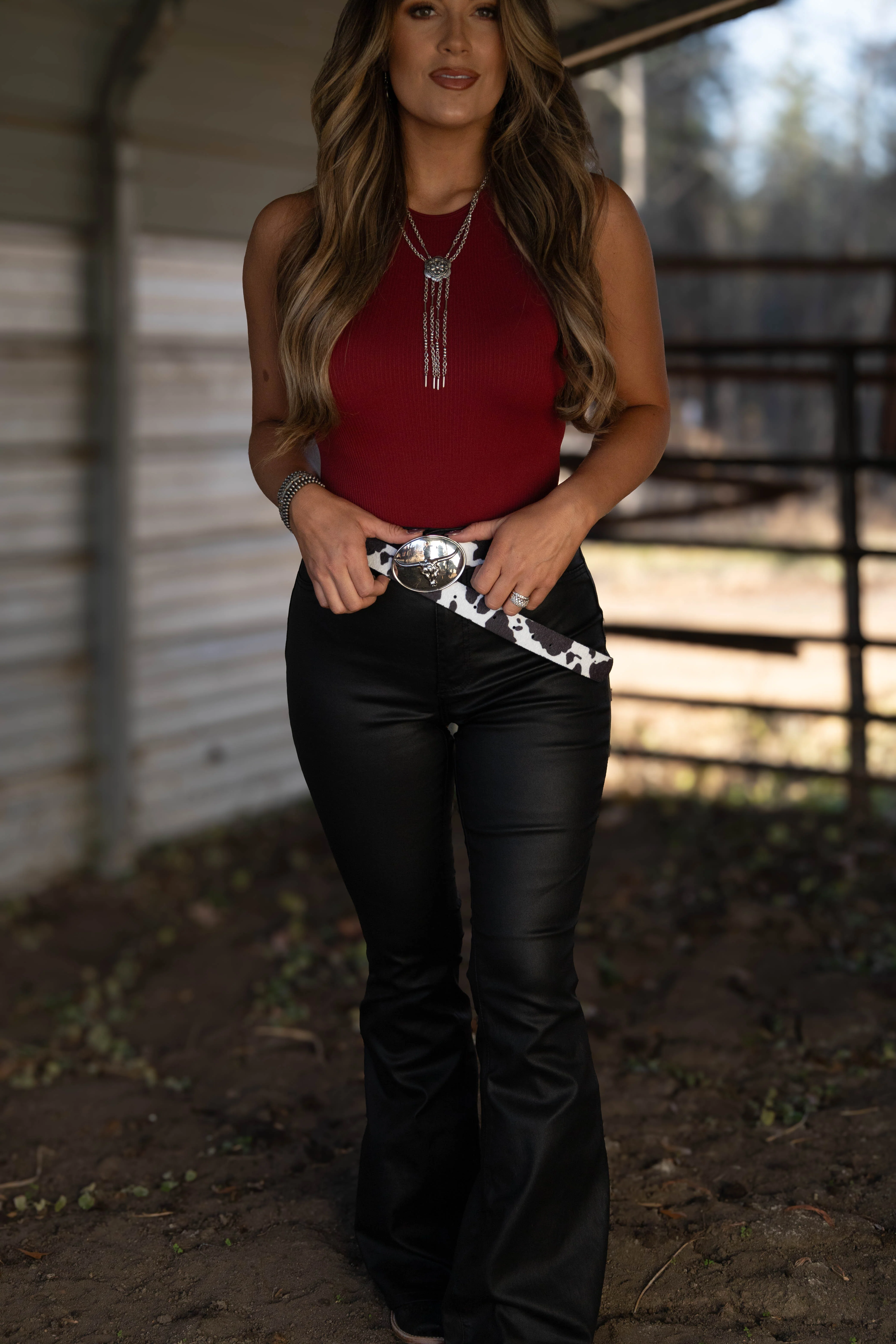 Leather Blakely High Waisted Bell Bottom Flare Jeans - Black - Image 25