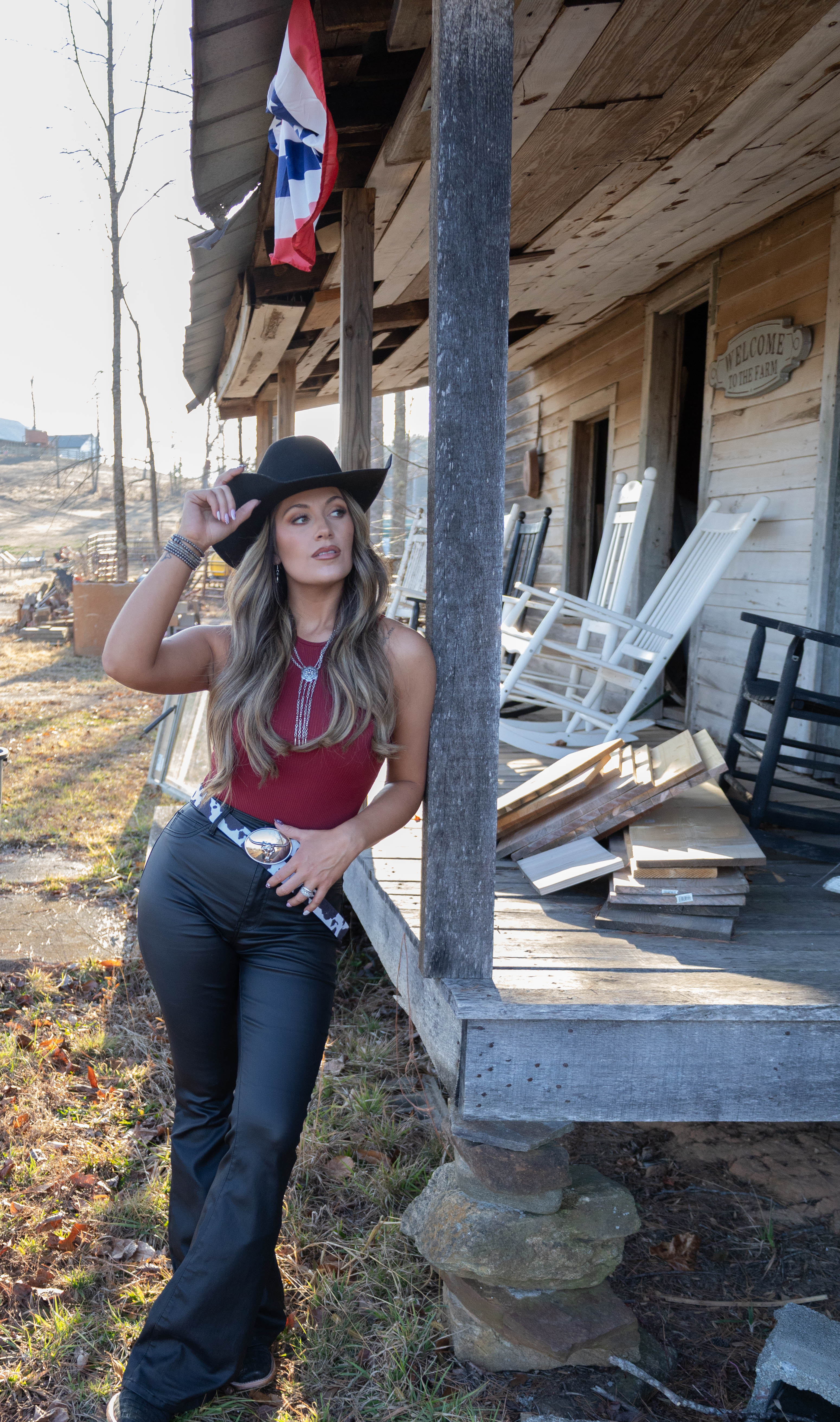 Leather Blakely High Waisted Bell Bottom Flare Jeans - Black - Image 31