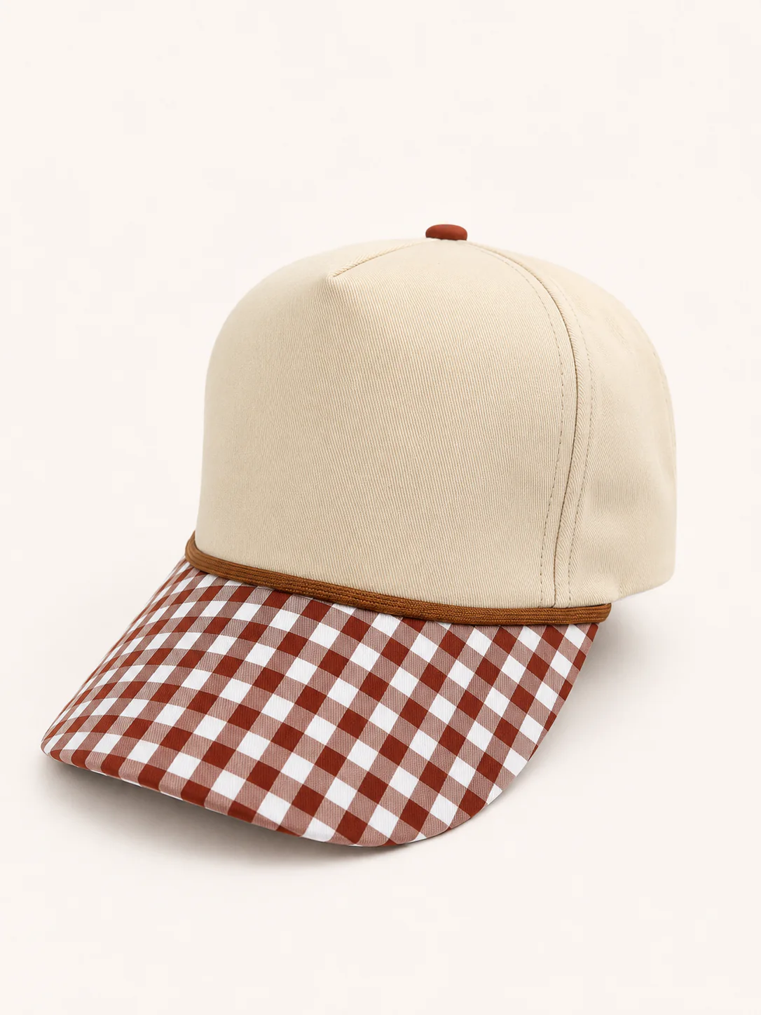 Brown Gingham Trucker Hat