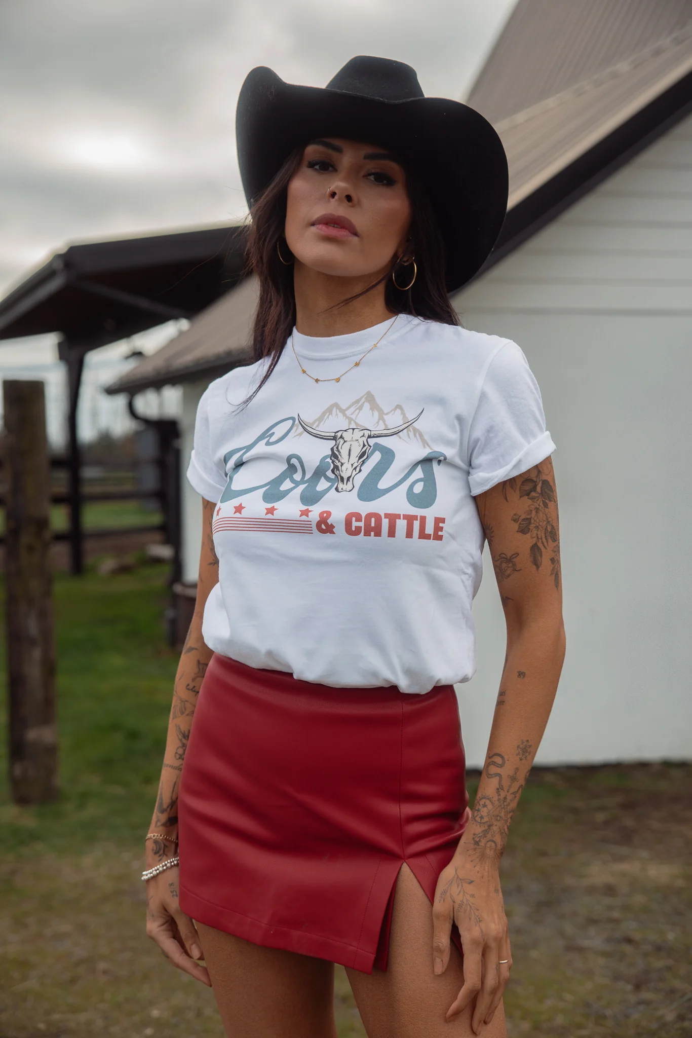 Call It Even Side Slit Leather Skorts - Image 12