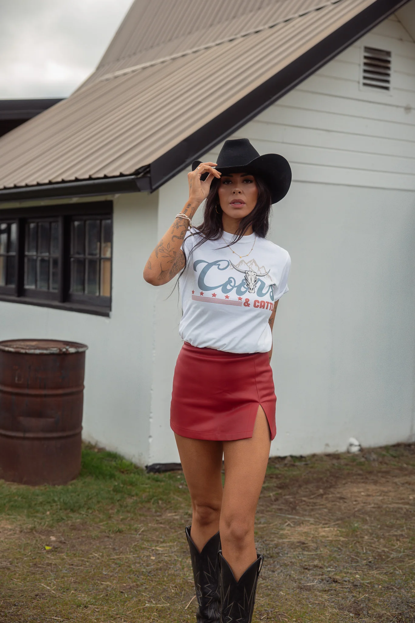 Call It Even Side Slit Leather Skorts - Image 6