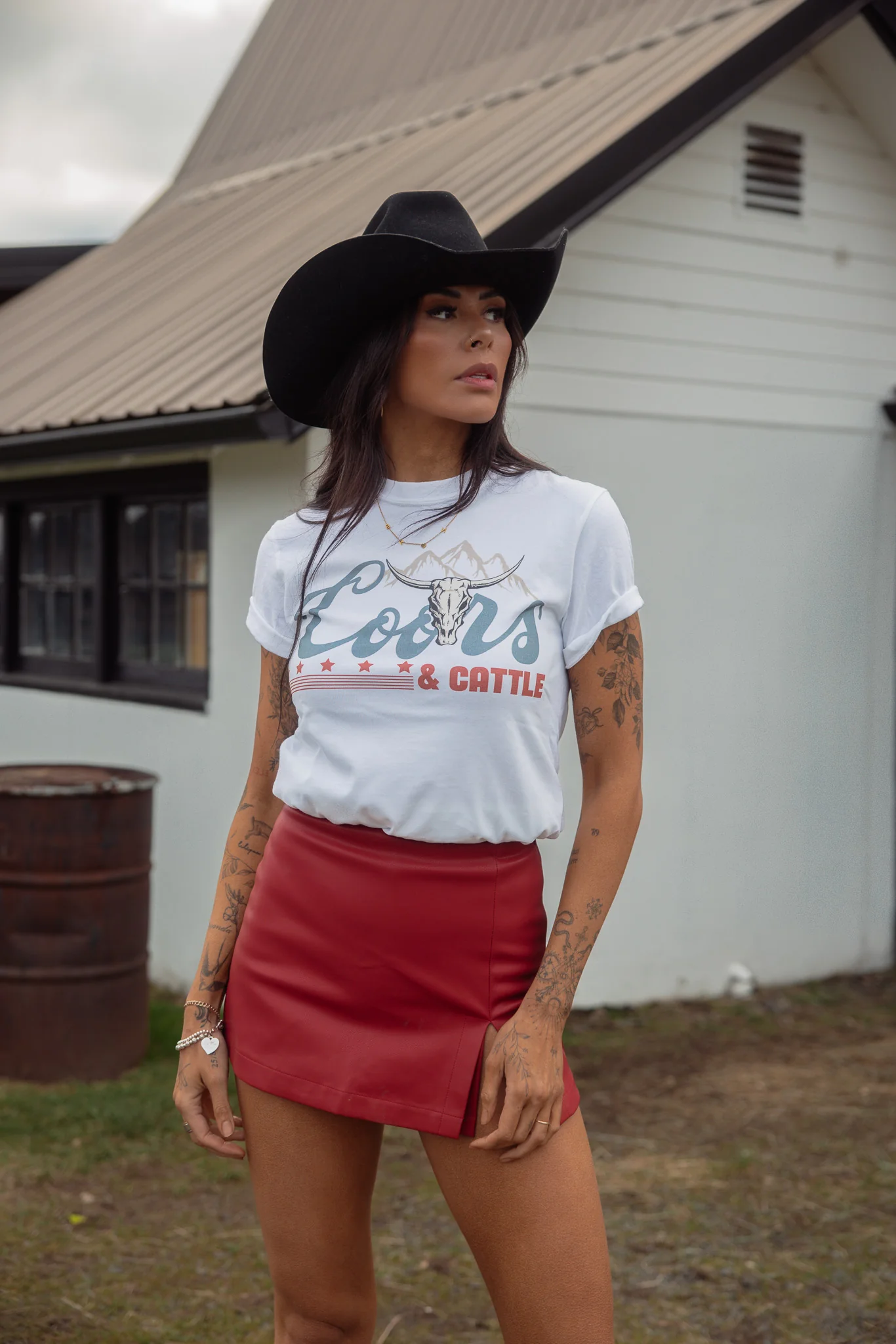 Call It Even Side Slit Leather Skorts - Image 8