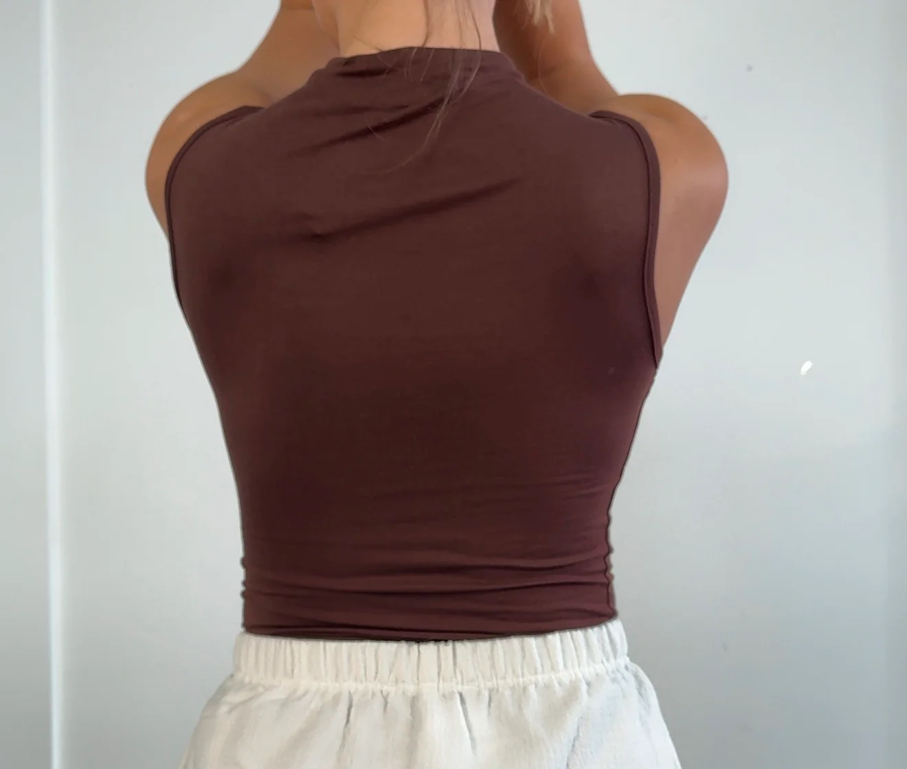 Celine Mock Neck Ruched Shoulder Sleeveless Top - Image 11