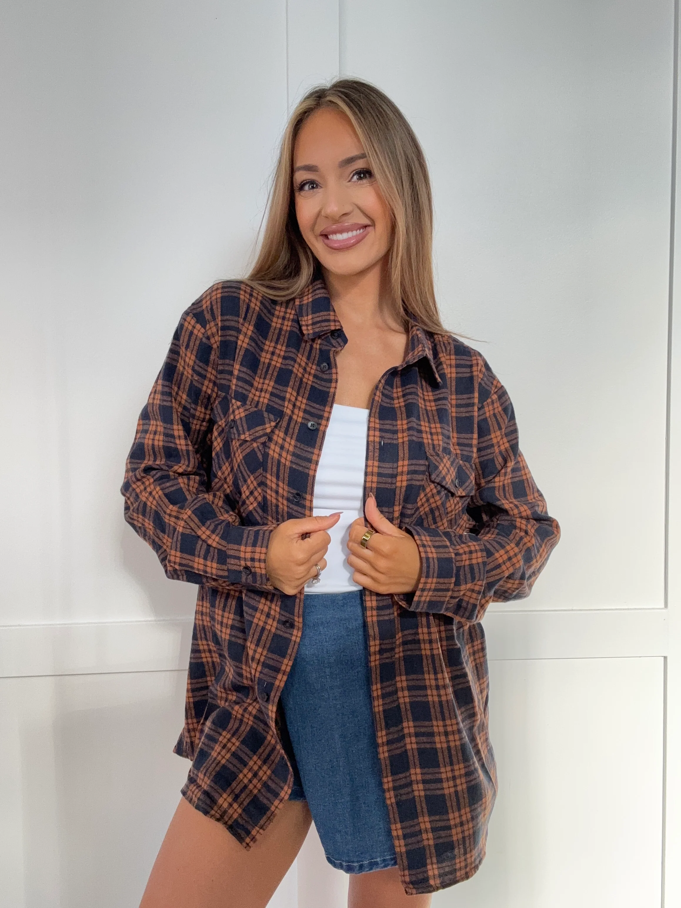 Crisp Breeze Oversized Plaid Flannel Shirt - Image 11
