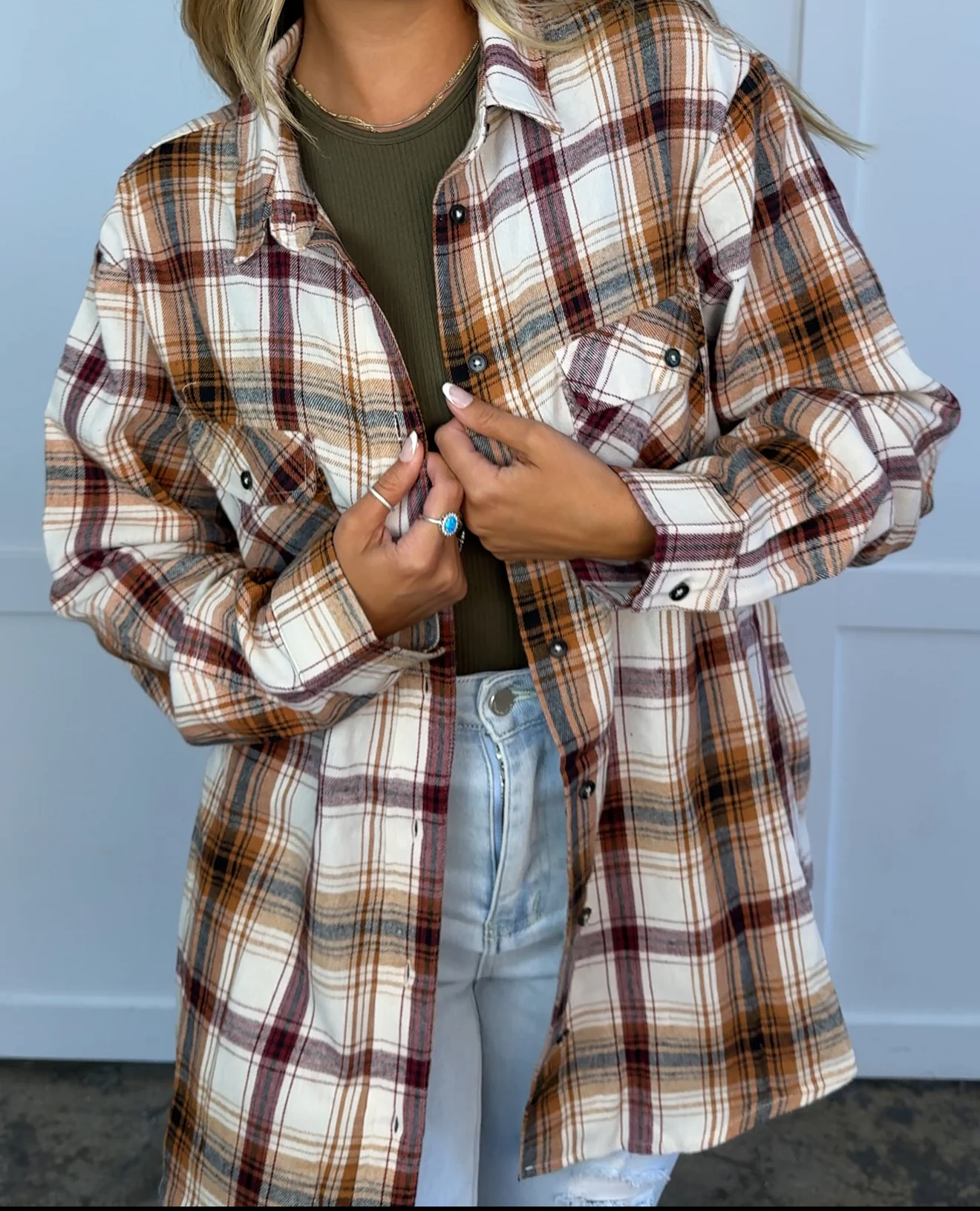 Crisp Breeze Oversized Plaid Flannel Shirt - Image 18
