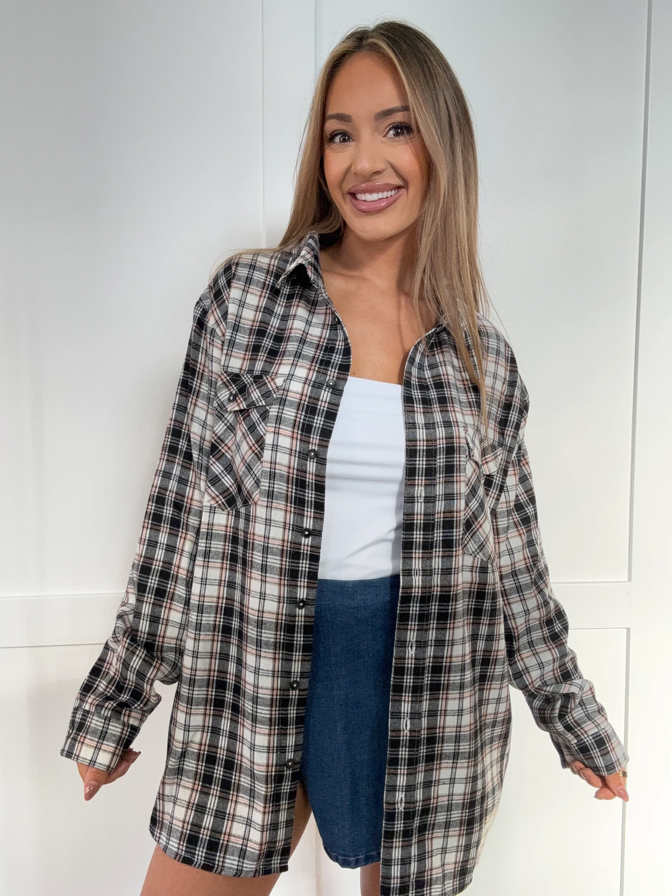 Crisp Breeze Oversized Plaid Flannel Shirt - Image 23