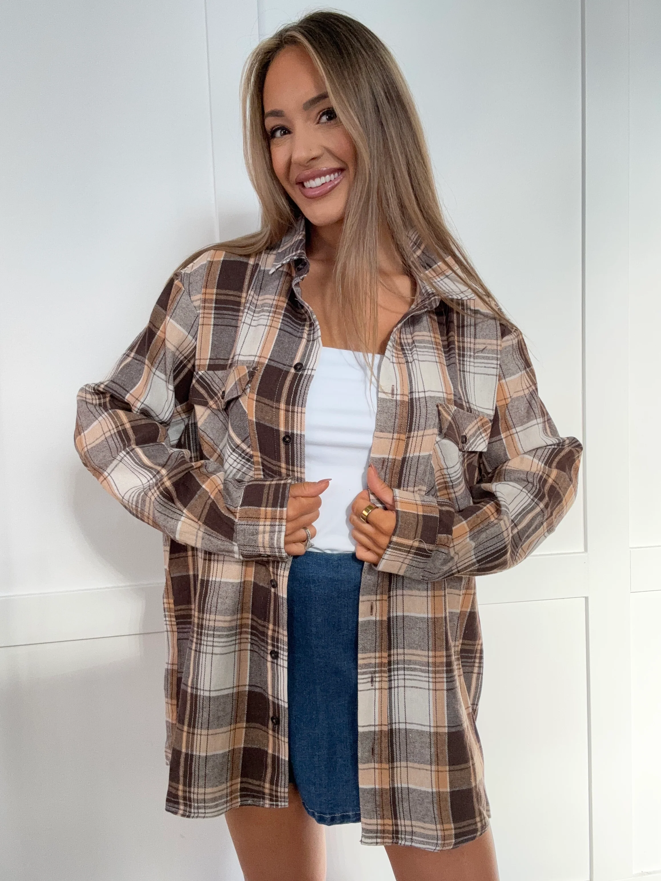 Crisp Breeze Oversized Plaid Flannel Shirt - Image 24