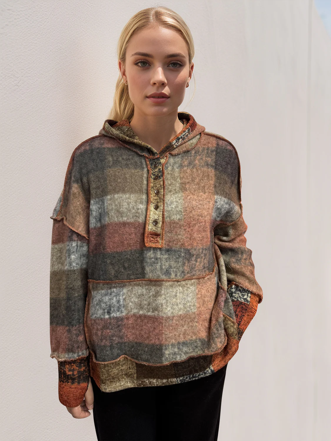 PREORDER: Colorful Connections Plaid Hoodie - Image 11