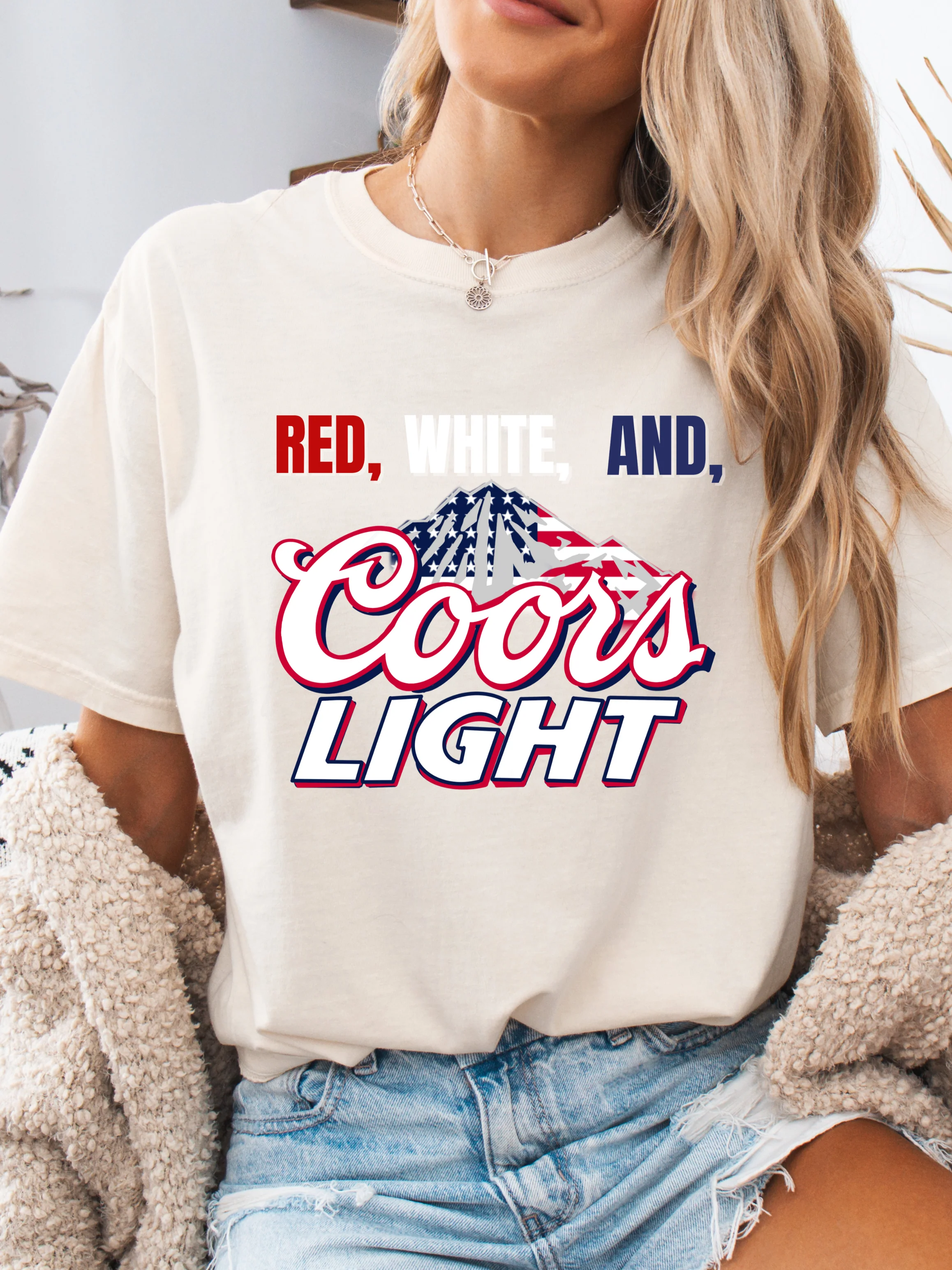 Red White And Coors Light Graphic - Image 2
