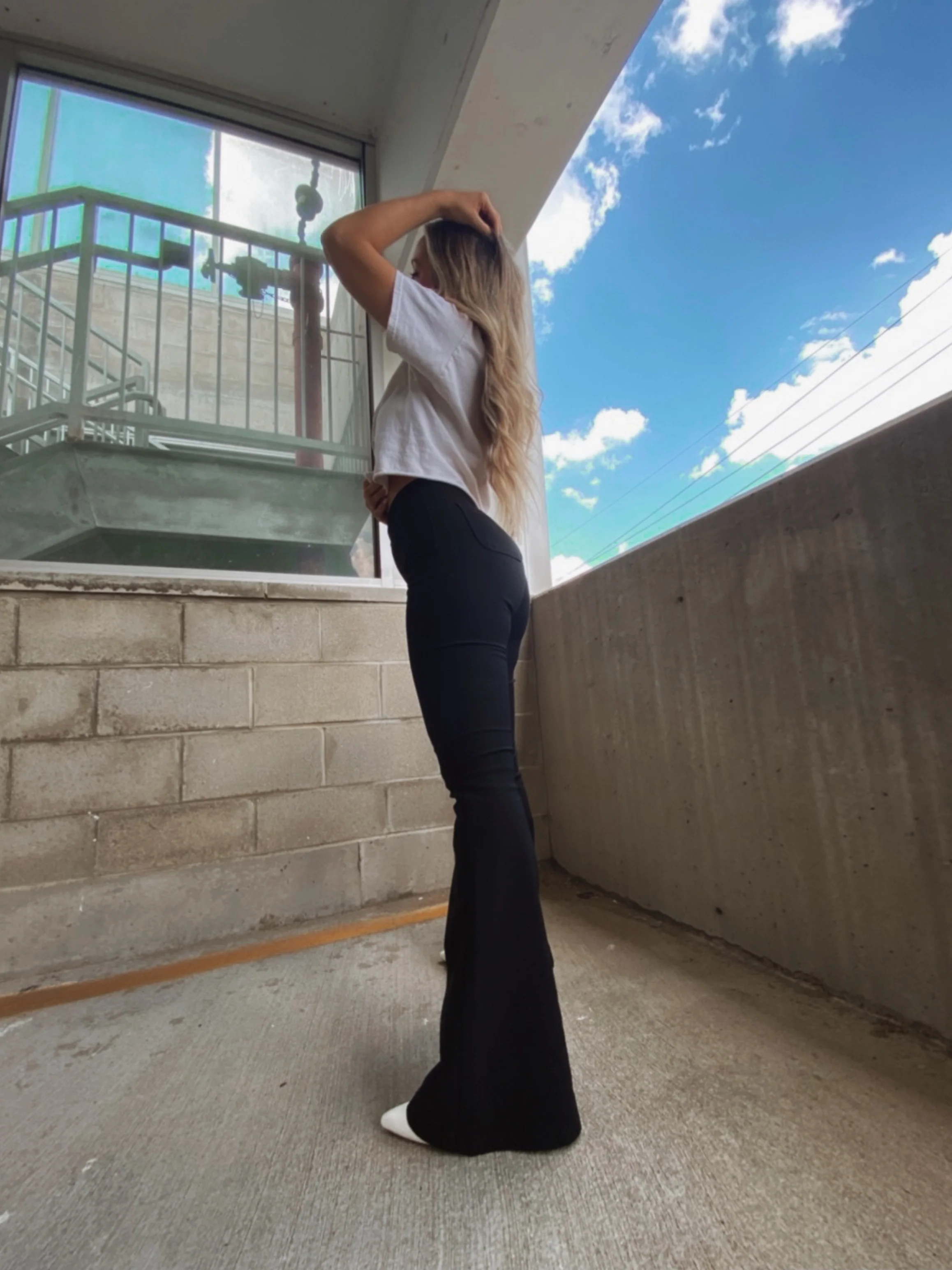 Fiona High Waisted Bell Bottom Flare Jeans - Black - Image 17