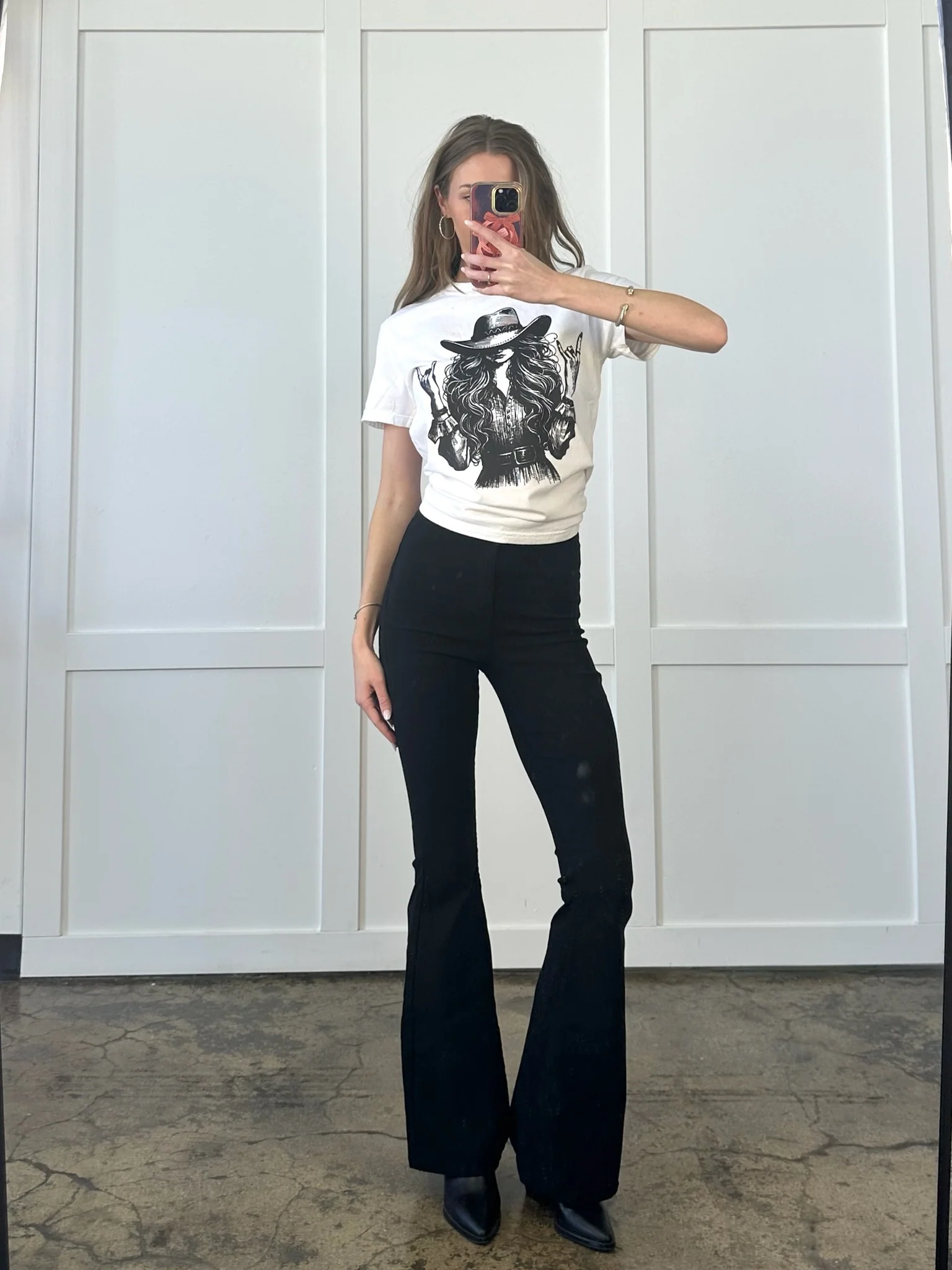 Fiona High Waisted Bell Bottom Flare Jeans - Black - Image 26