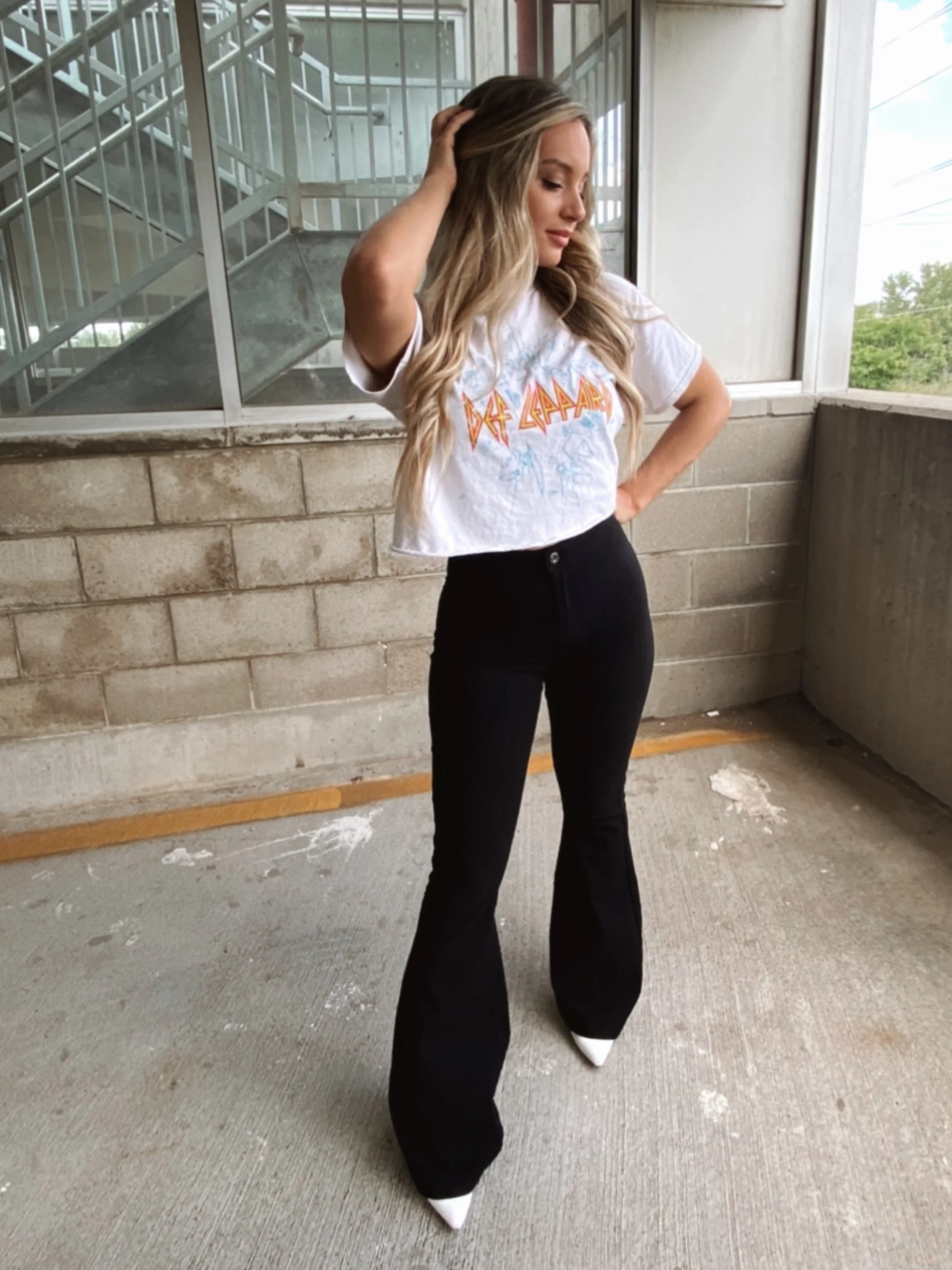 Fiona High Waisted Bell Bottom Flare Jeans - Black - Image 8