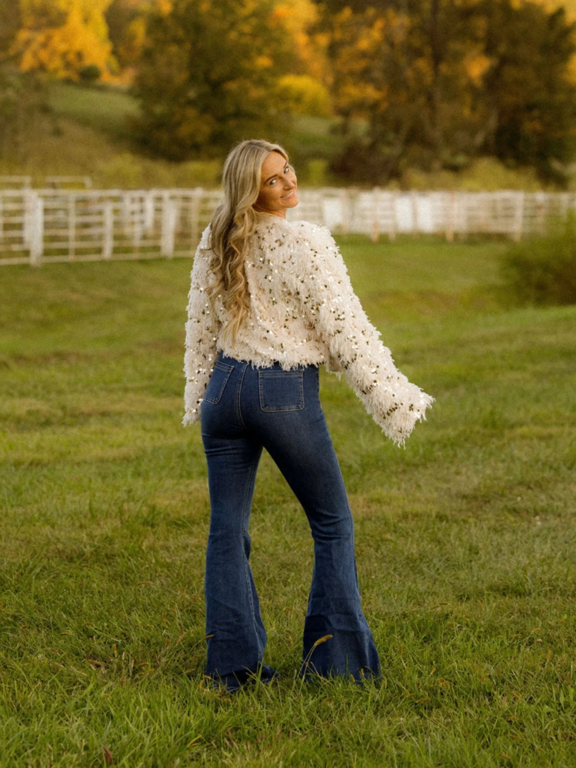 Fiona High Waisted Bell Bottom Flare Jeans - Medium Wash Denim - Image 18