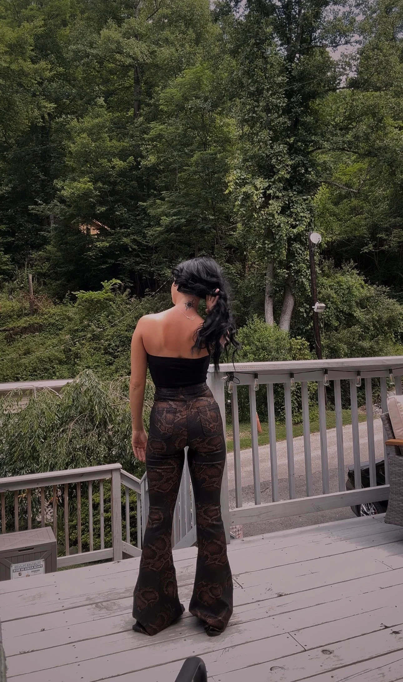 Fiona High Waisted Bell Bottom Flare Jeans - Snakeprint - Image 9