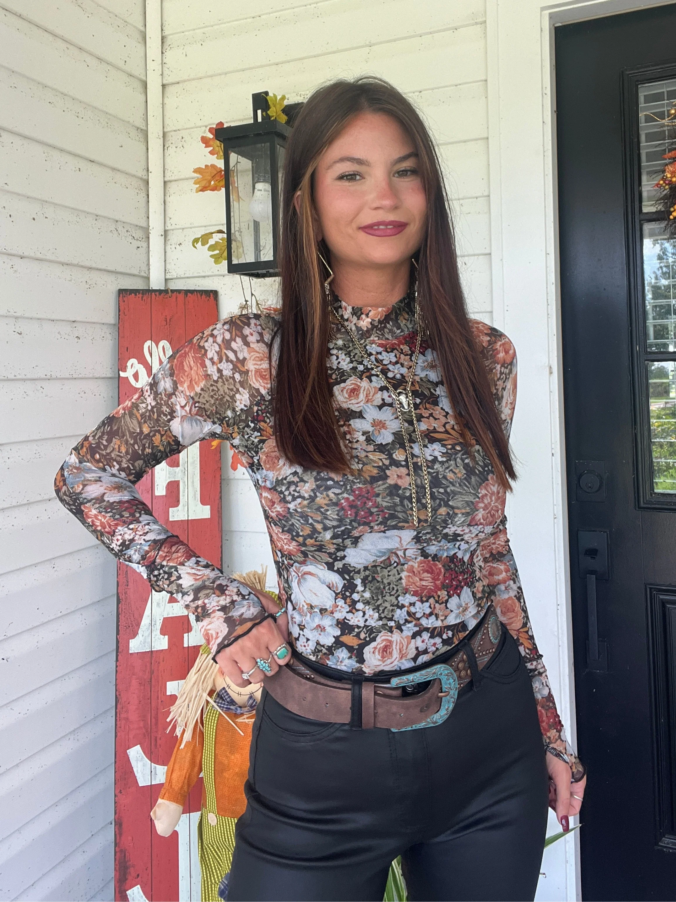 Floral Mesh Long Sleeve Top - Image 10