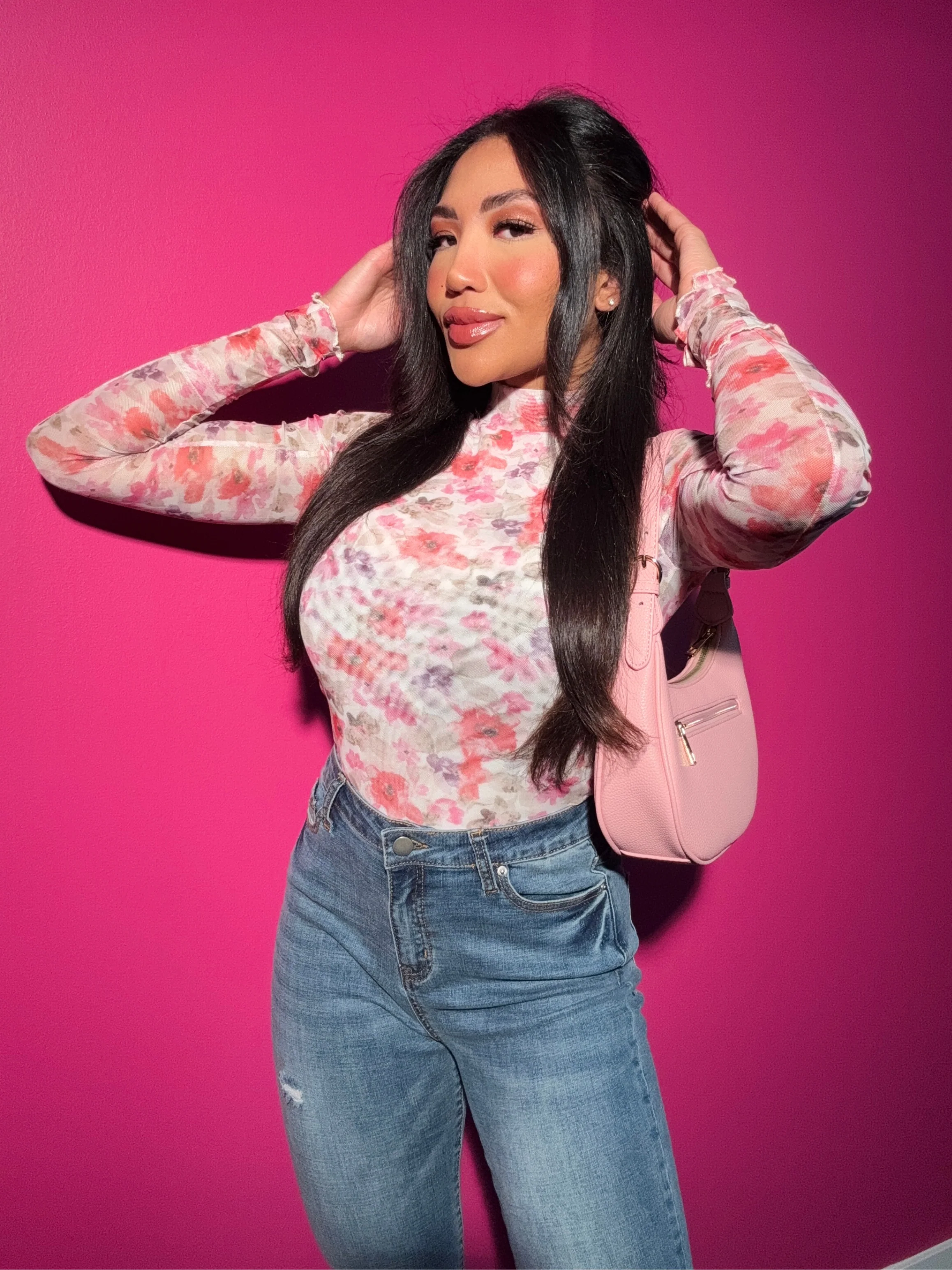 Floral Mesh Long Sleeve Top - Image 25
