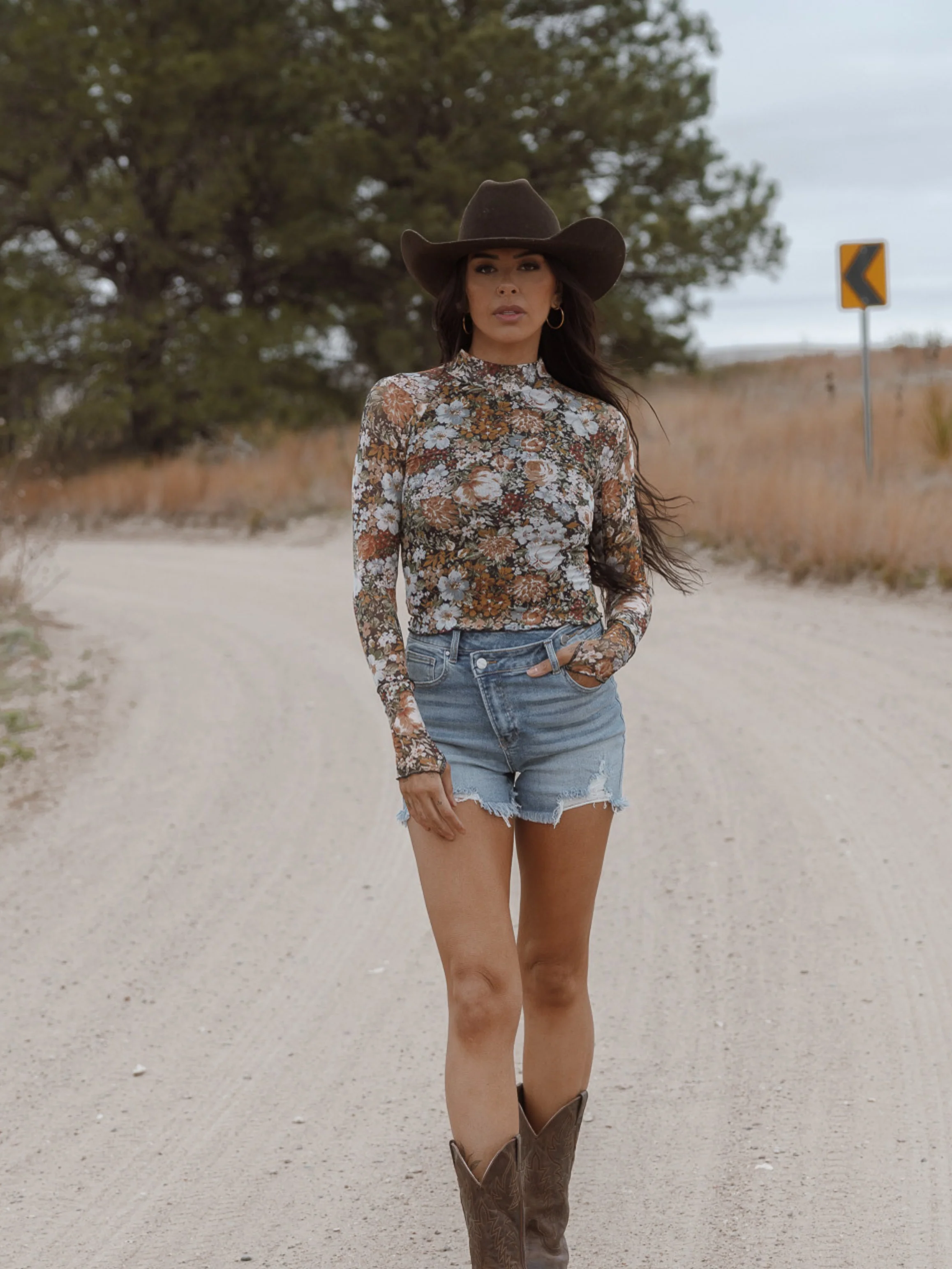 Floral Mesh Long Sleeve Top - Image 34