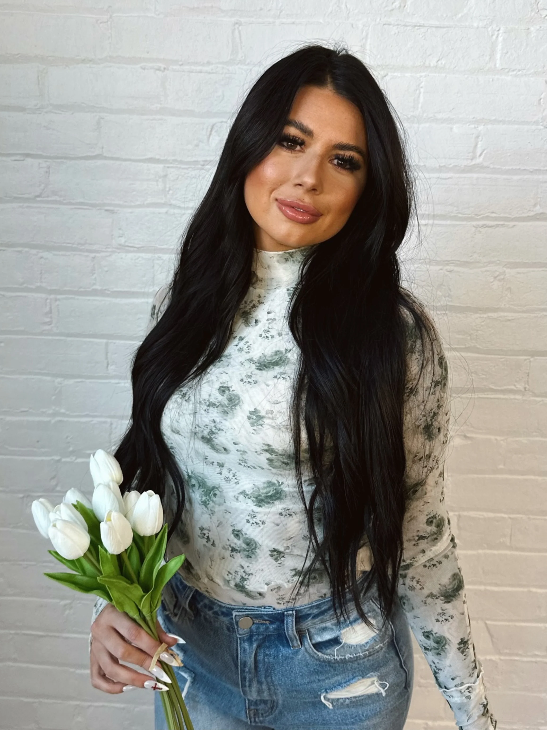 Floral Mesh Long Sleeve Top - Image 4