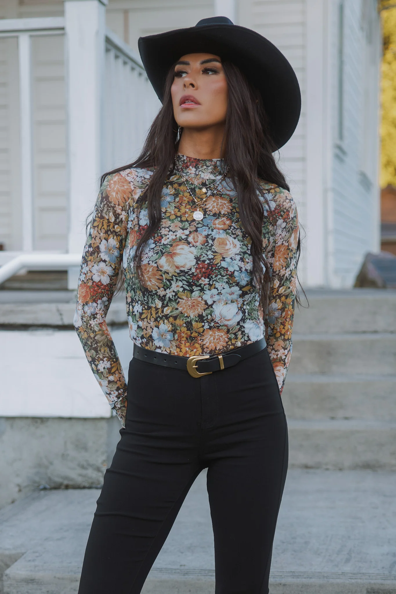 Floral Mesh Long Sleeve Top - Image 6