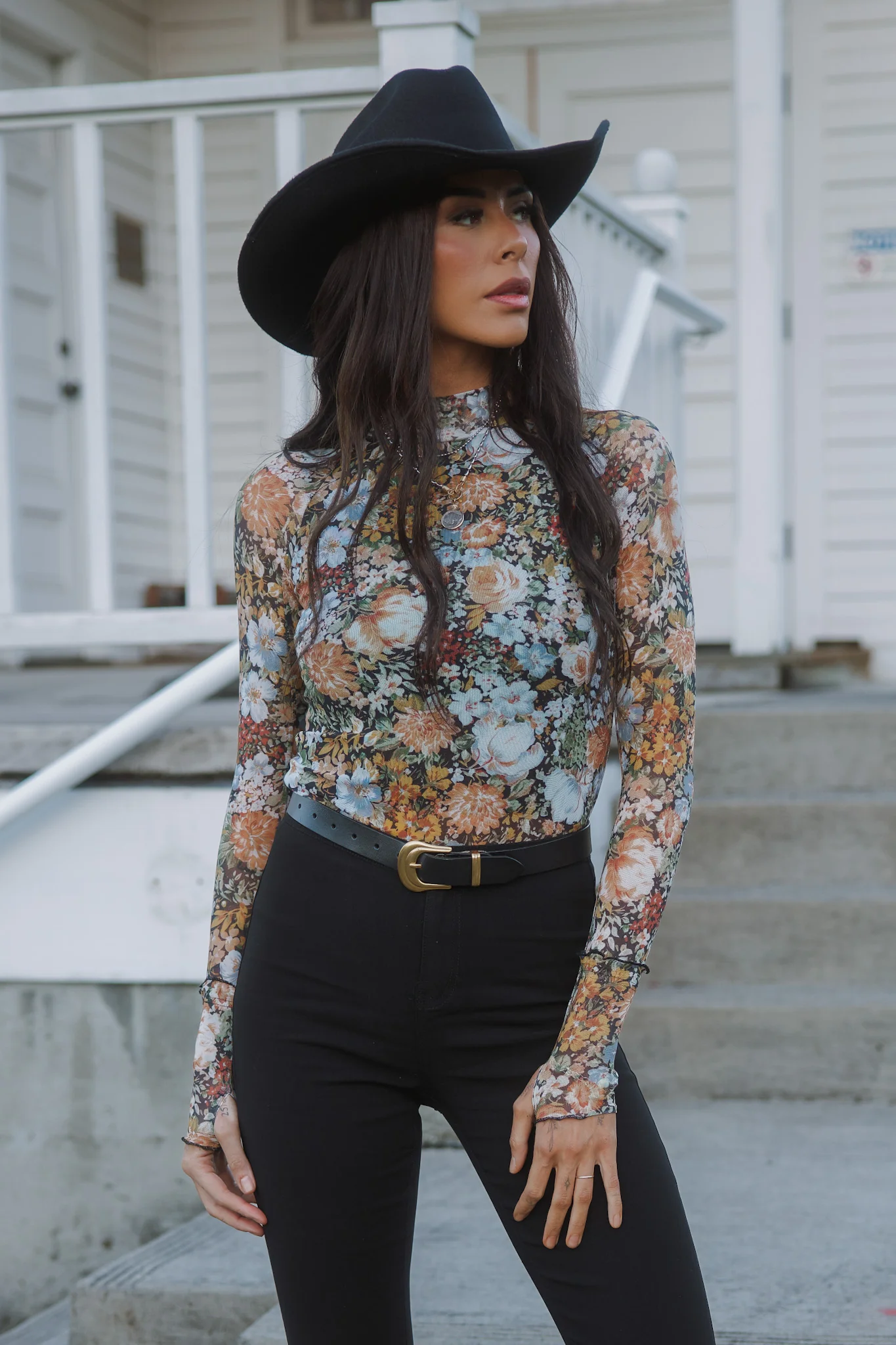 Floral Mesh Long Sleeve Top - Image 8