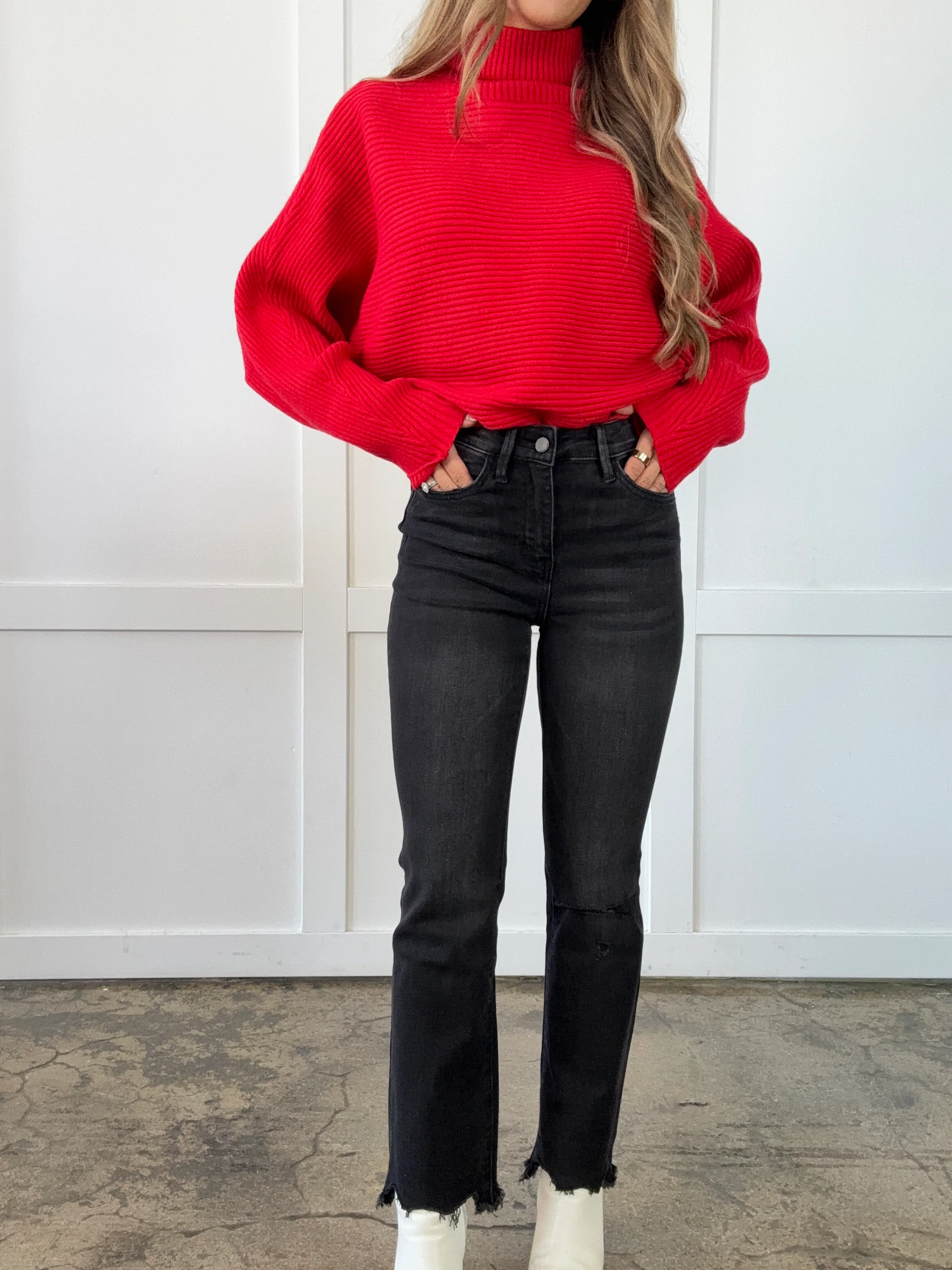 Macy Distressed Knee High Rise Ankle Bootcut Jeans - Image 2