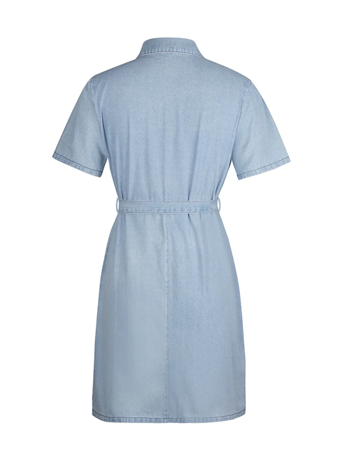 PREORDER: Fia Full Size Zip Front Short Sleeve Denim Dress Plus Size - Image 10