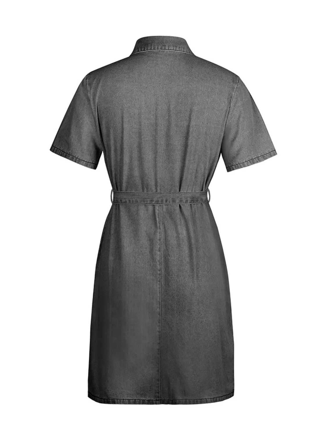 PREORDER: Fia Full Size Zip Front Short Sleeve Denim Dress Plus Size - Image 21