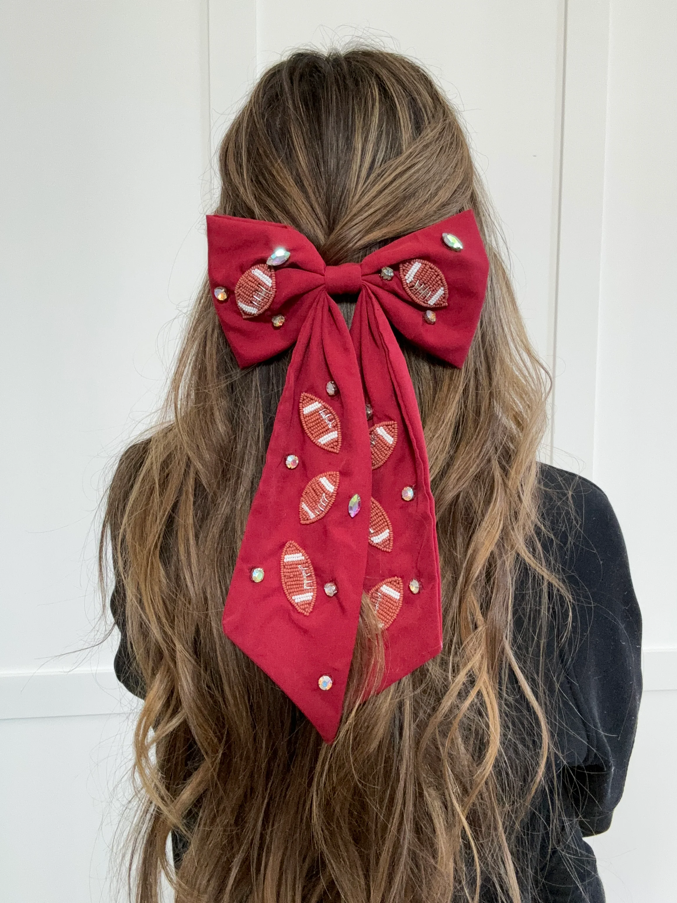 Game Day Football Bow Barrette Hair Clip - Image 7