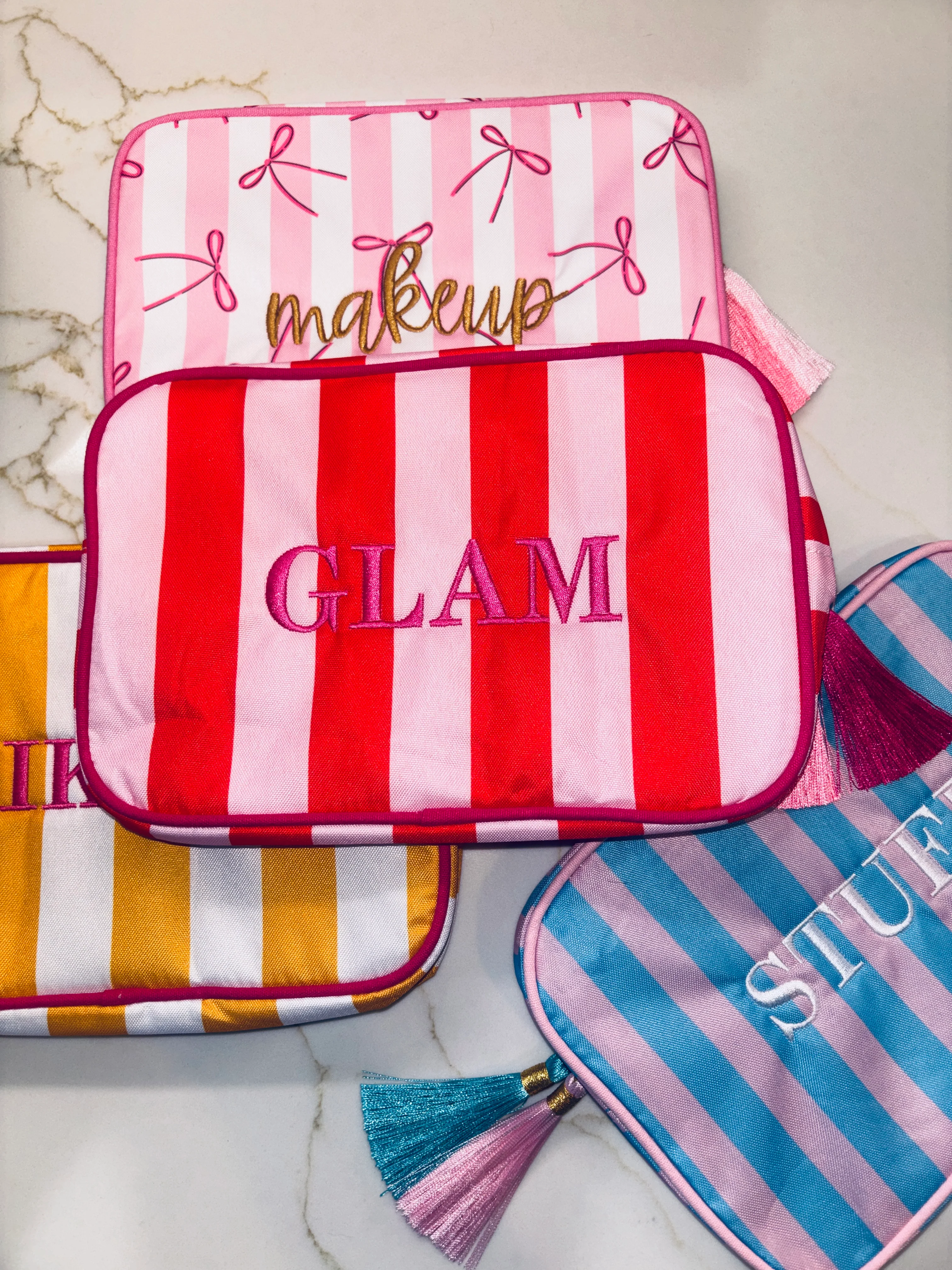 "GLAM" Embroidered Nylon Makeup Bag - Image 2