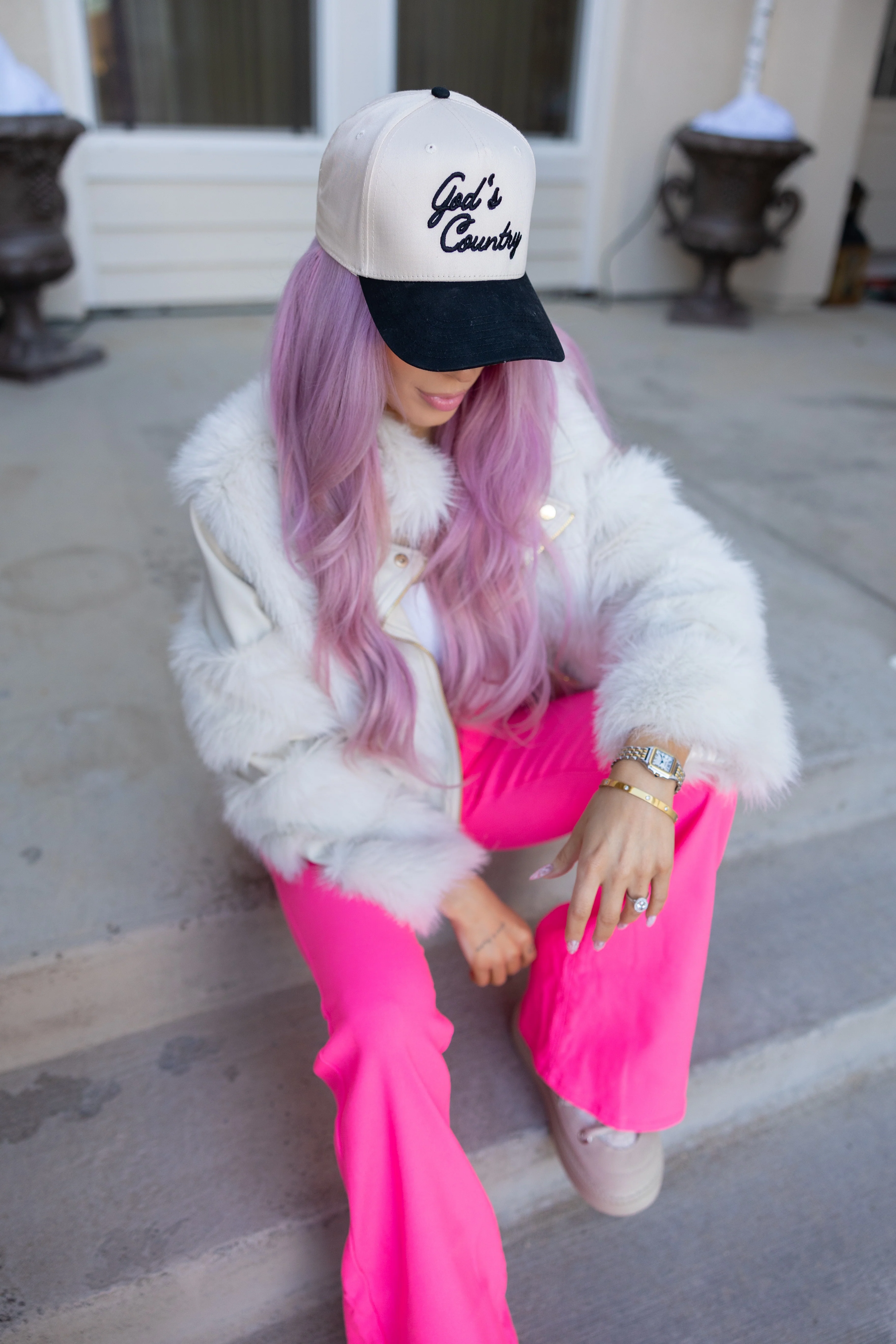 Fiona High Waisted Bell Bottom Flare Jeans - Pink - Image 18