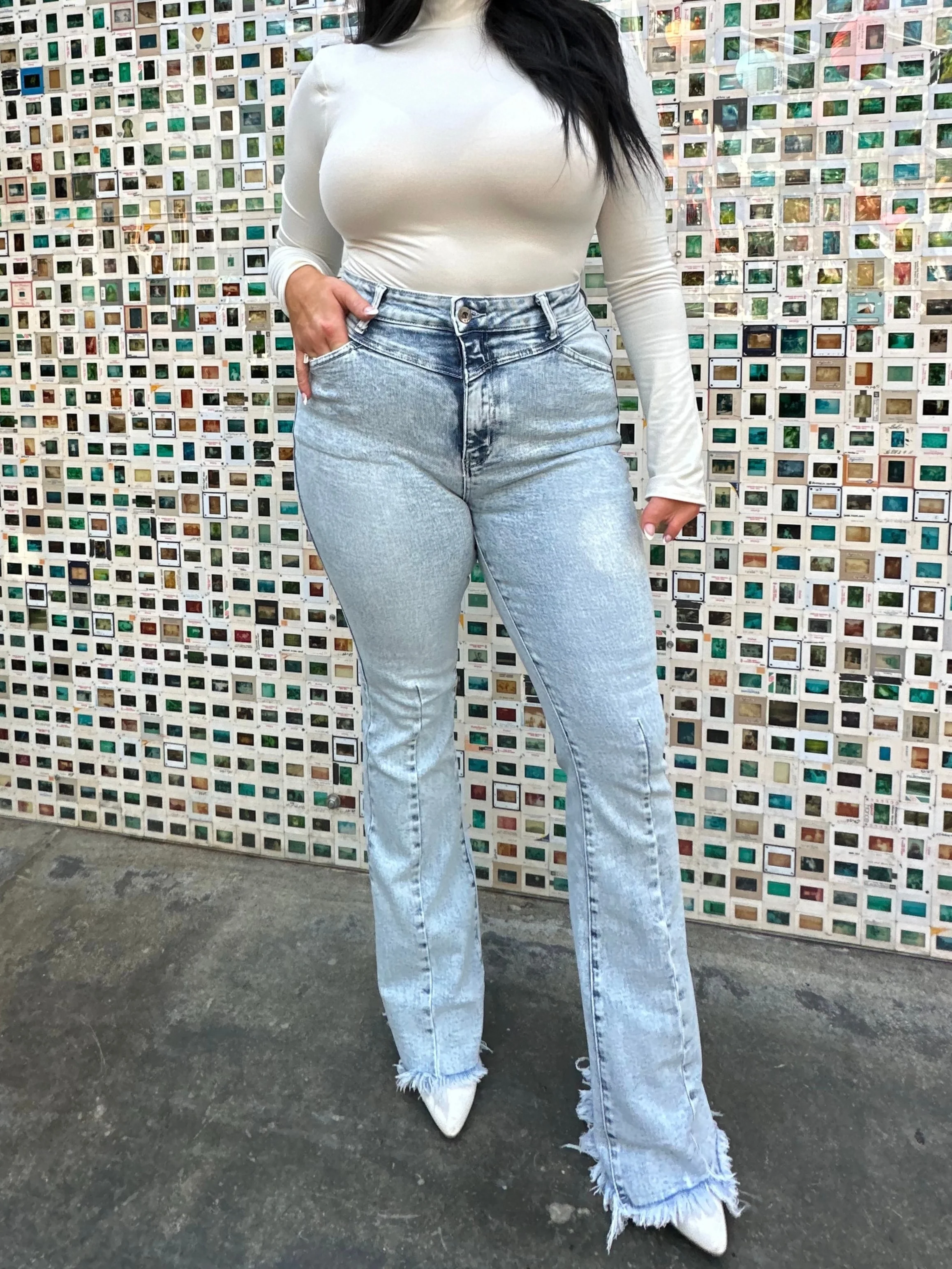 Keep Up Flare Acid/Dark Wash Jeans - Image 15