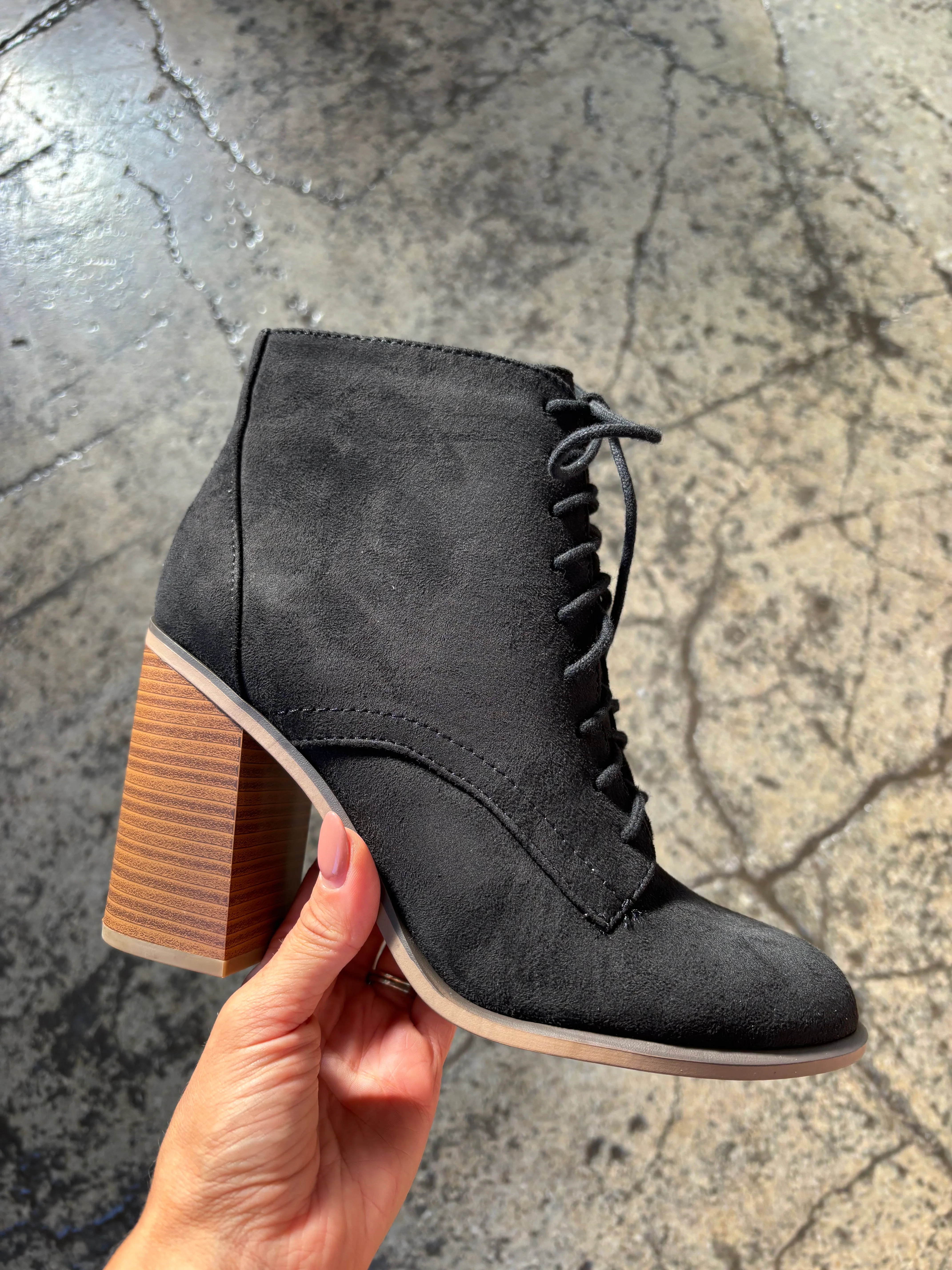 Kidman Black Suede Pointed Heeled Lace Up Boots - Image 2