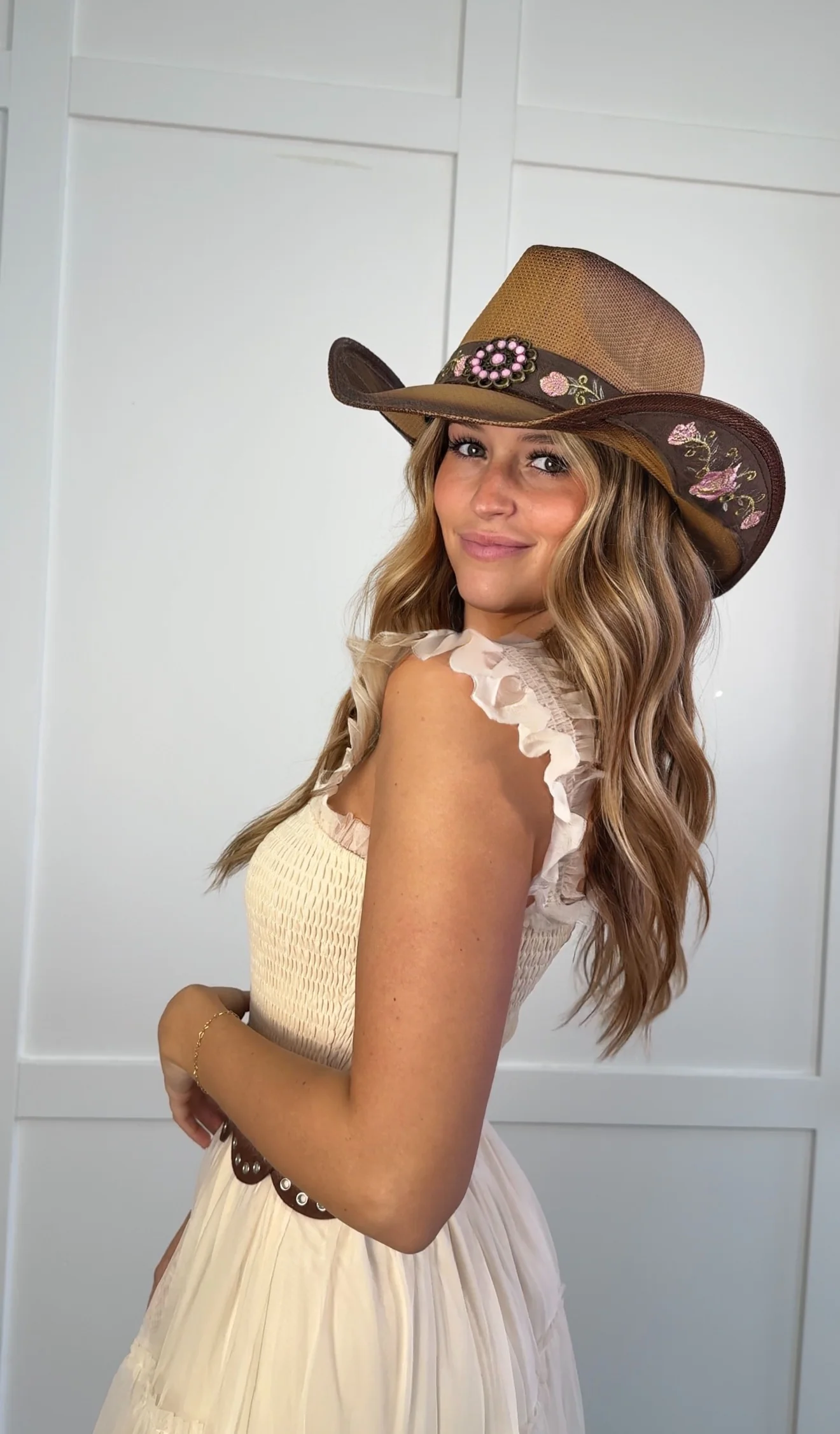 Everleigh Embroidered Floral Cowgirl Hat - Image 16