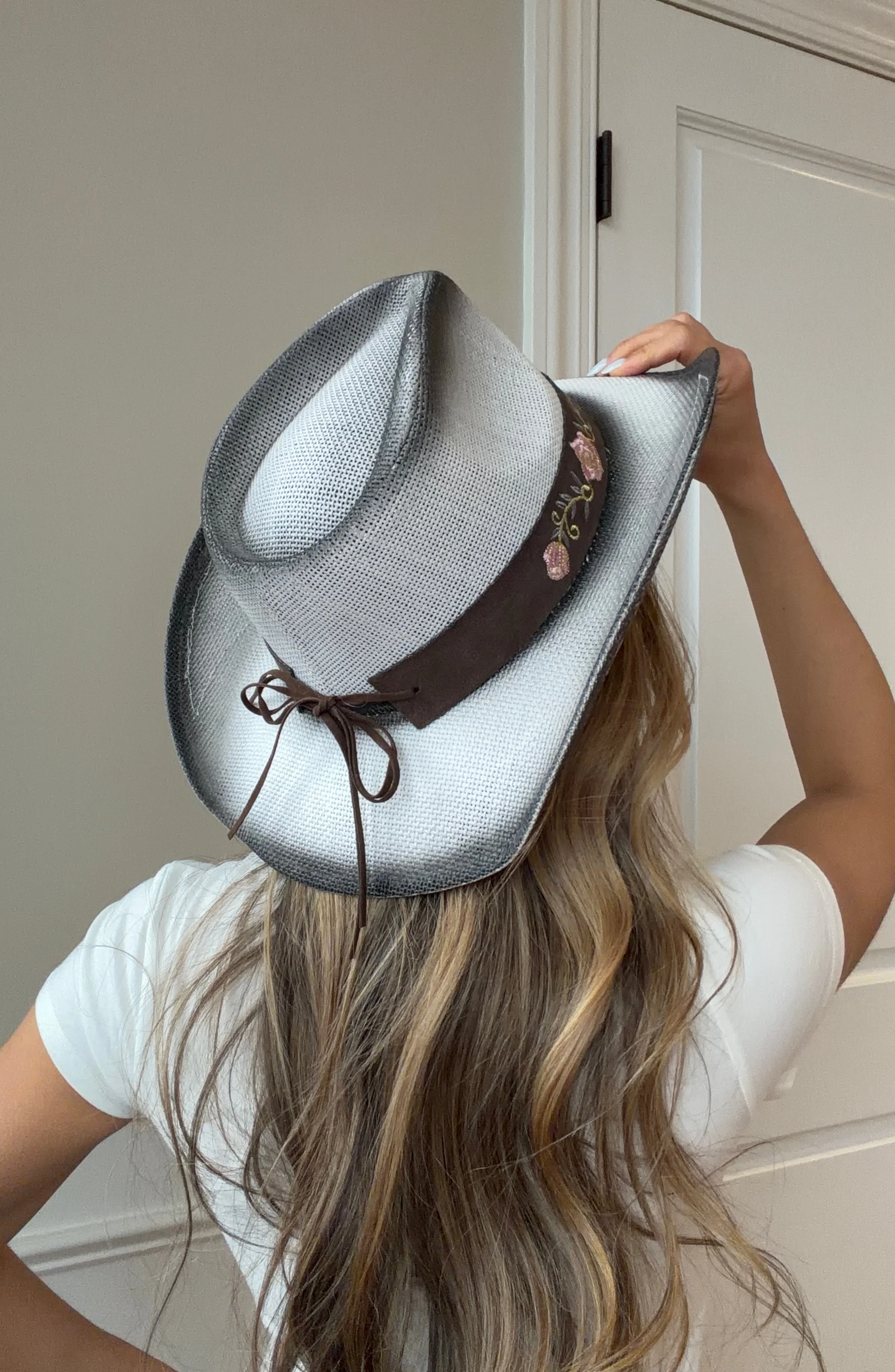 Everleigh Embroidered Floral Cowgirl Hat - Image 5