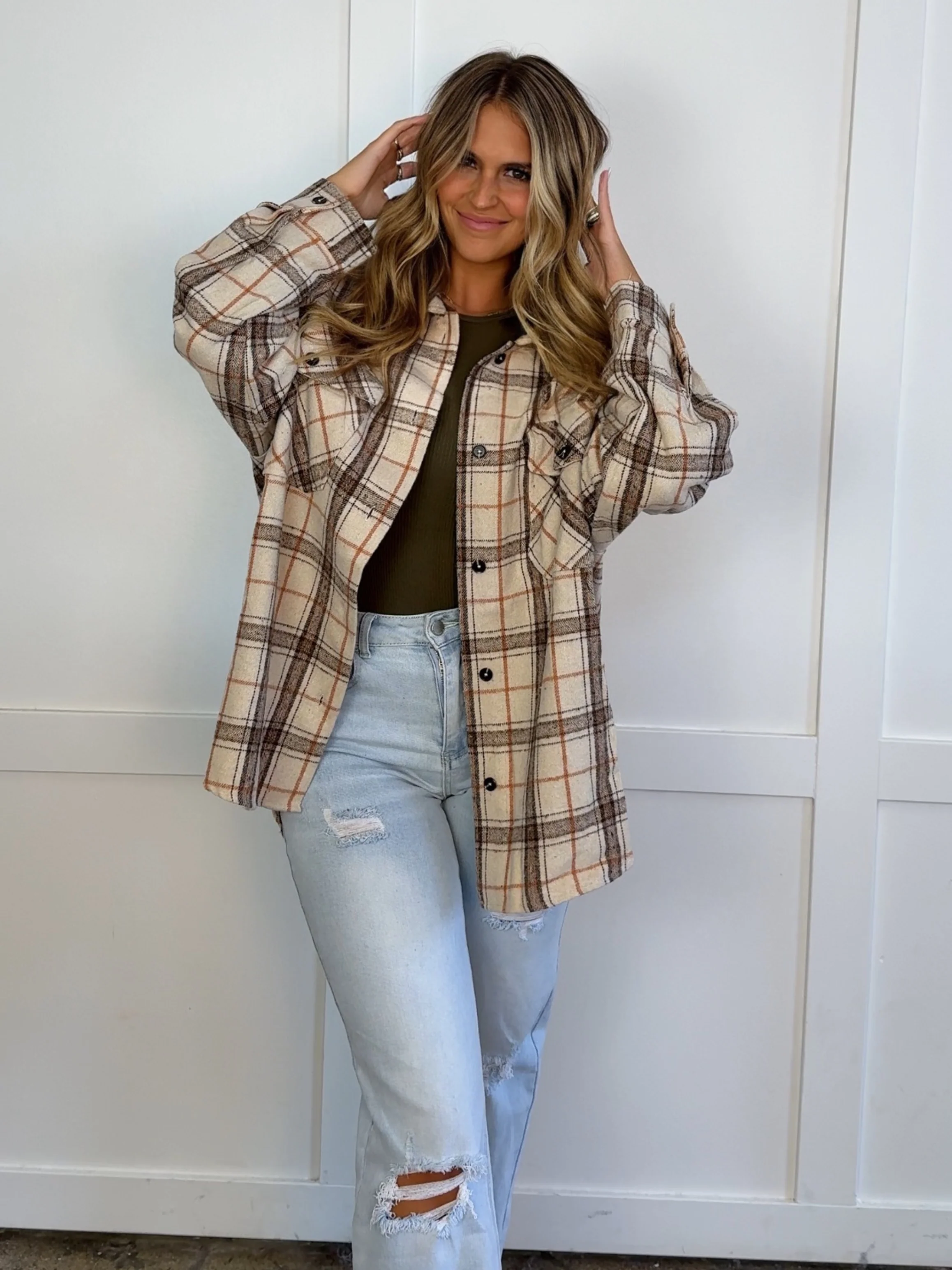 Laylie Plaid Flannel – Oversized Long Sleeve - Image 31