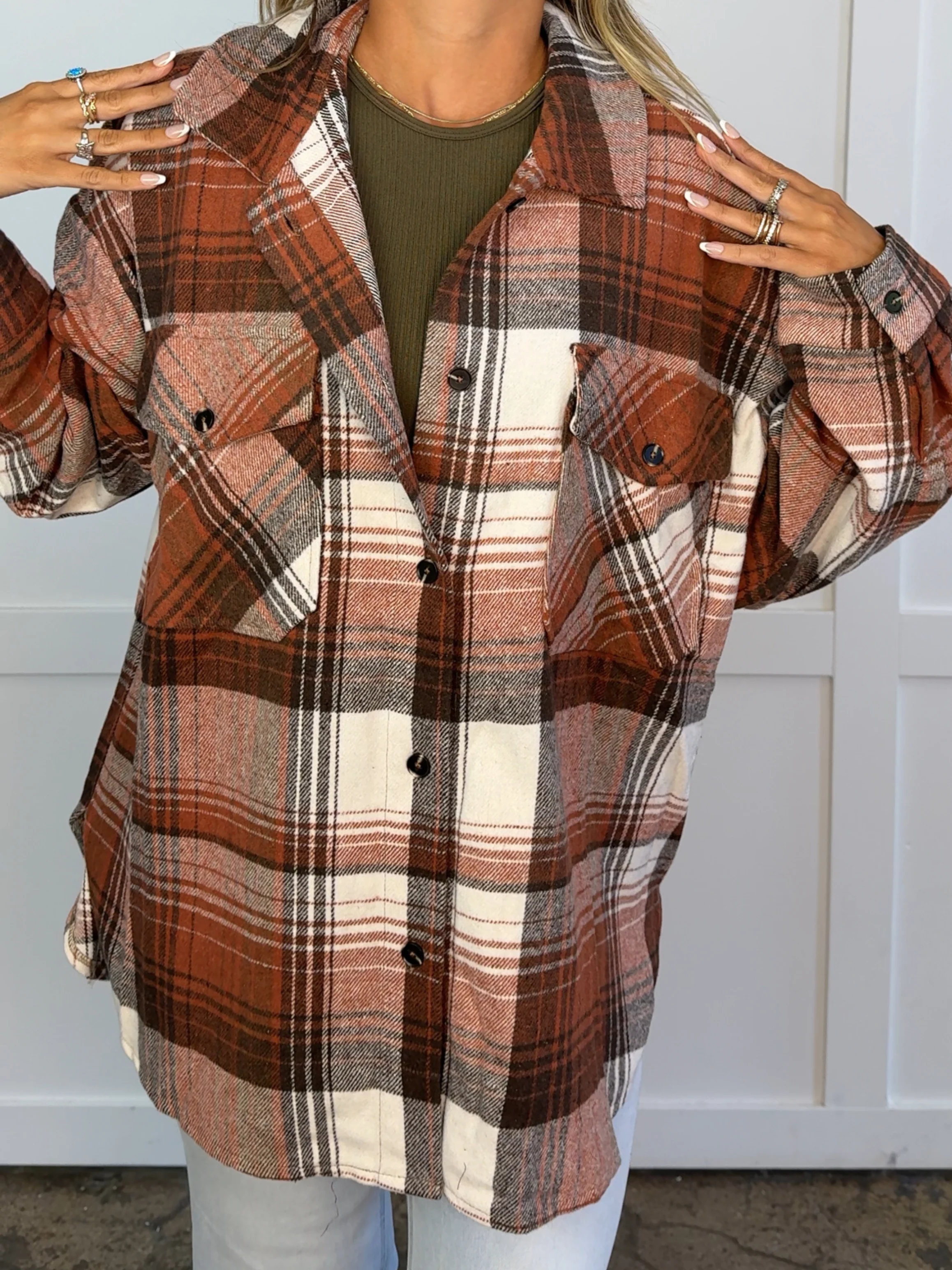 Laylie Plaid Flannel – Oversized Long Sleeve - Image 38