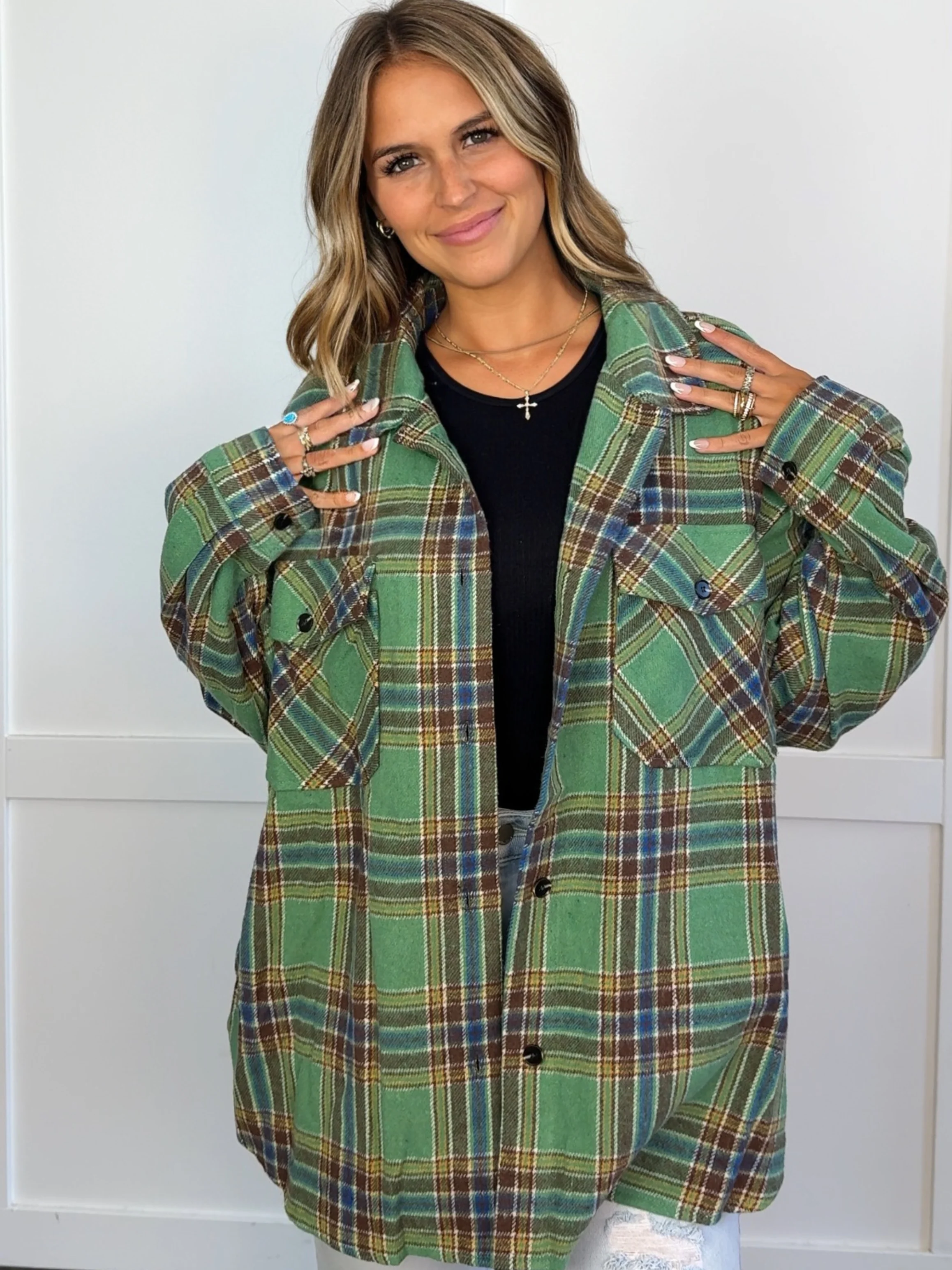 Laylie Plaid Flannel – Oversized Long Sleeve - Image 43