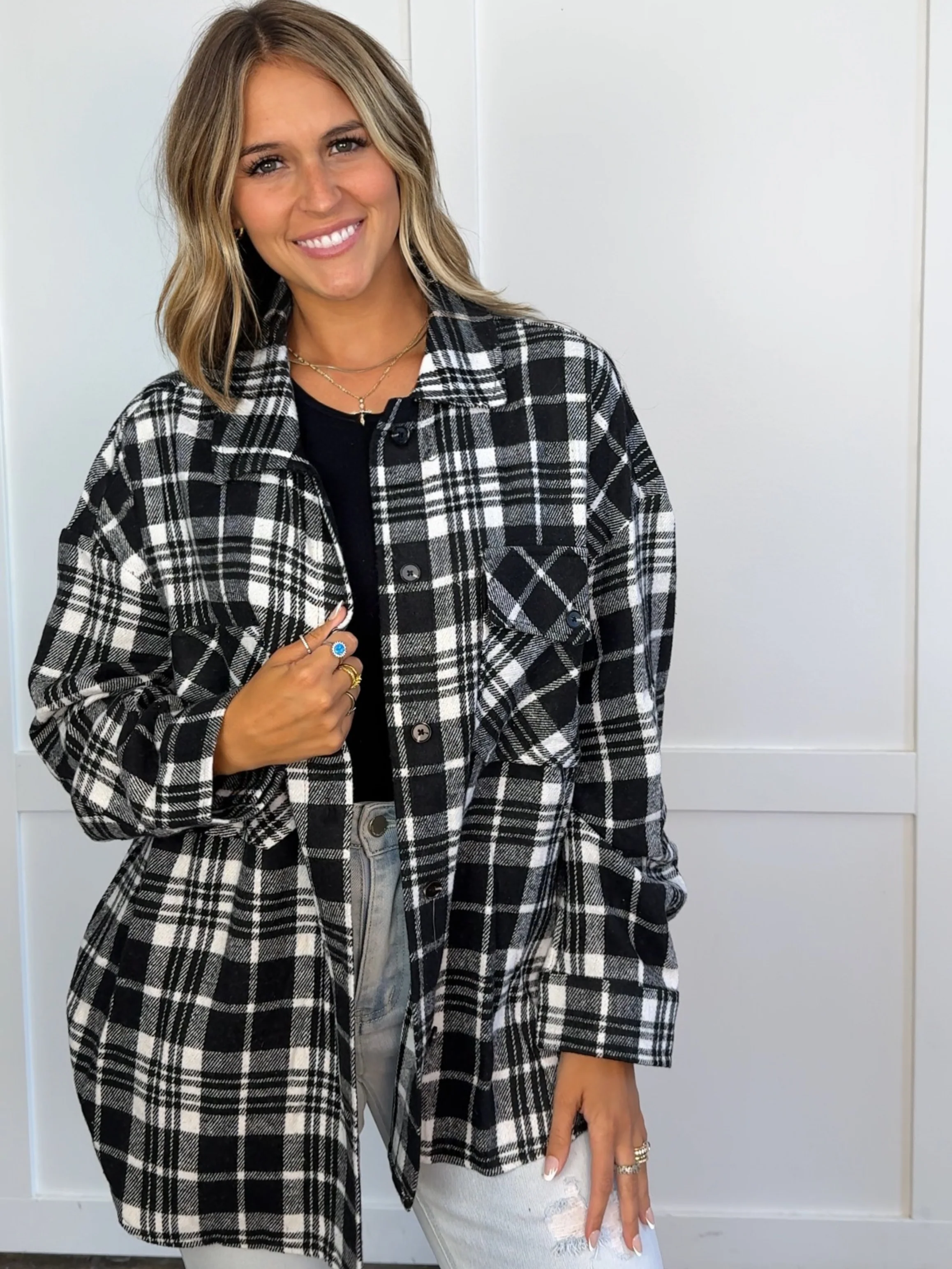 Laylie Plaid Flannel – Oversized Long Sleeve - Image 49