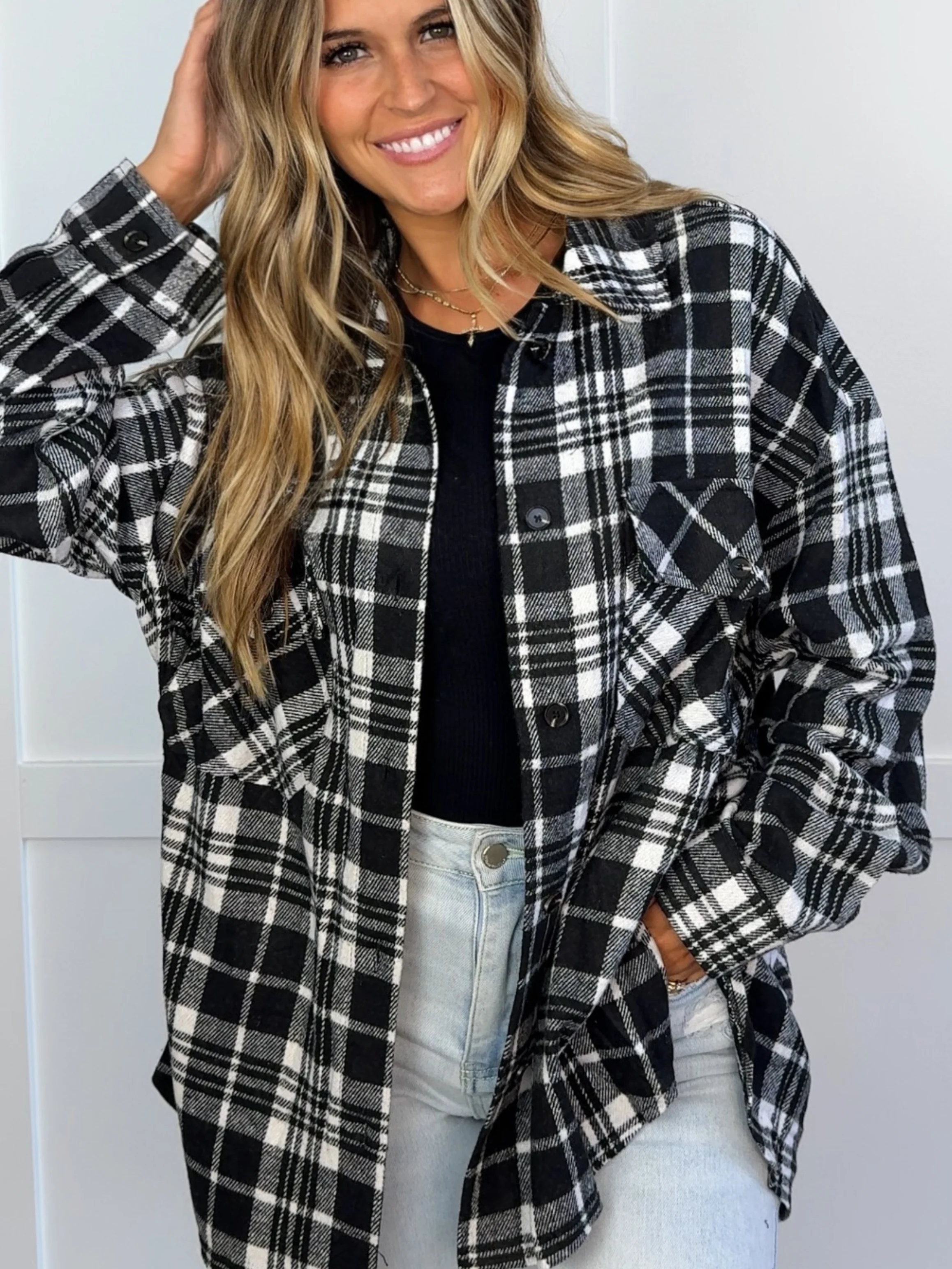 Laylie Plaid Flannel – Oversized Long Sleeve - Image 50
