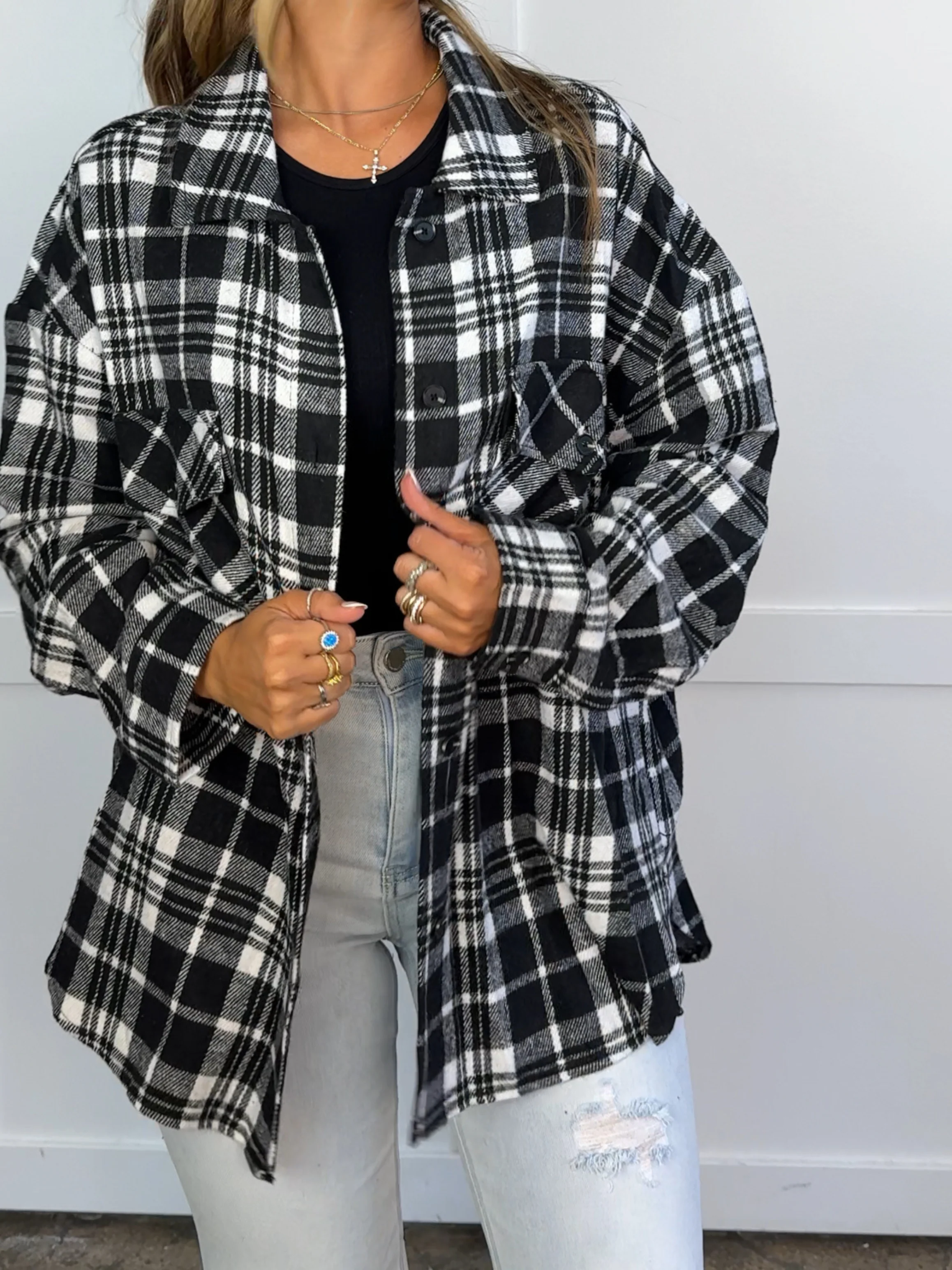 Laylie Plaid Flannel – Oversized Long Sleeve - Image 53