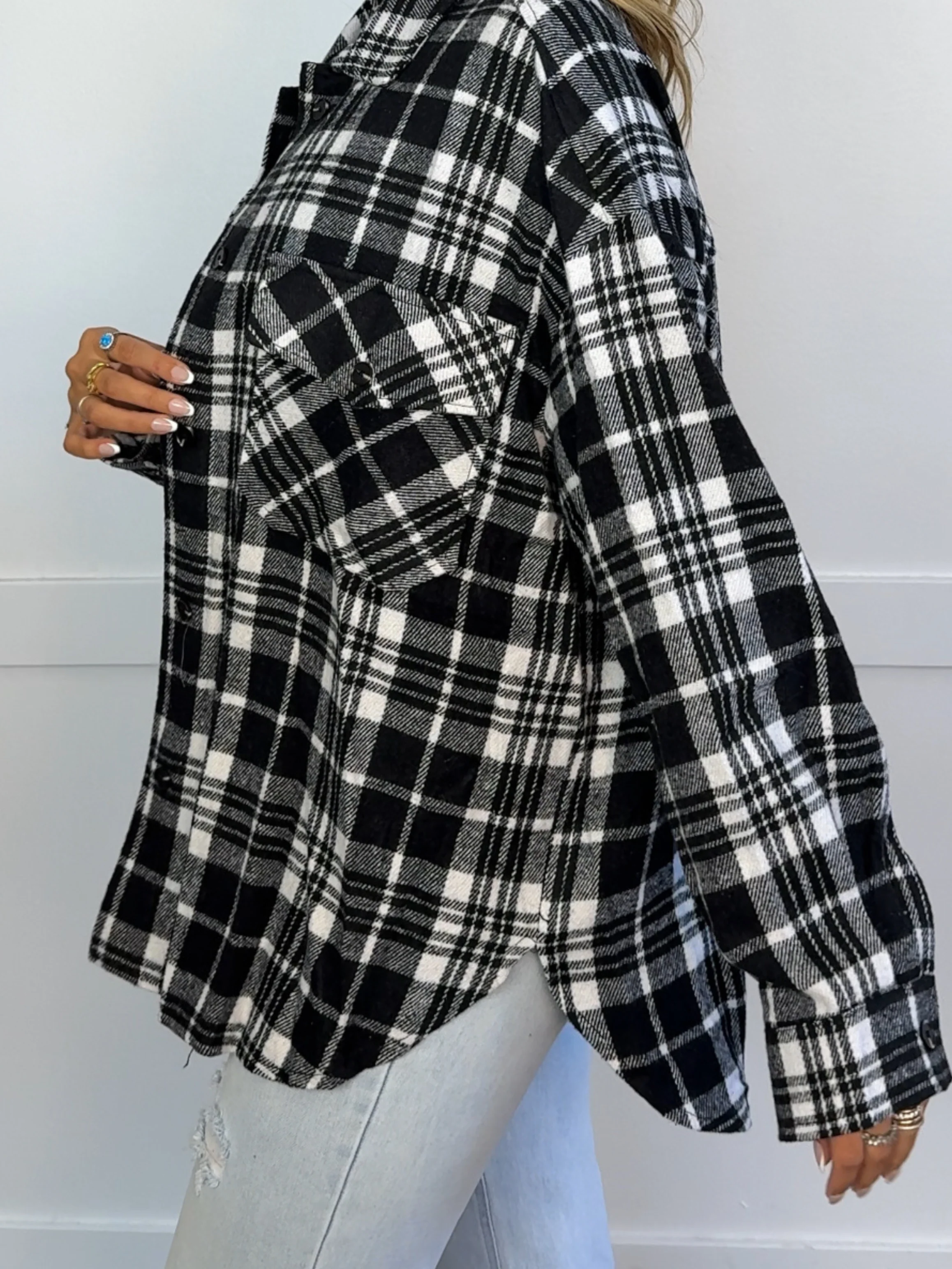 Laylie Plaid Flannel – Oversized Long Sleeve - Image 56