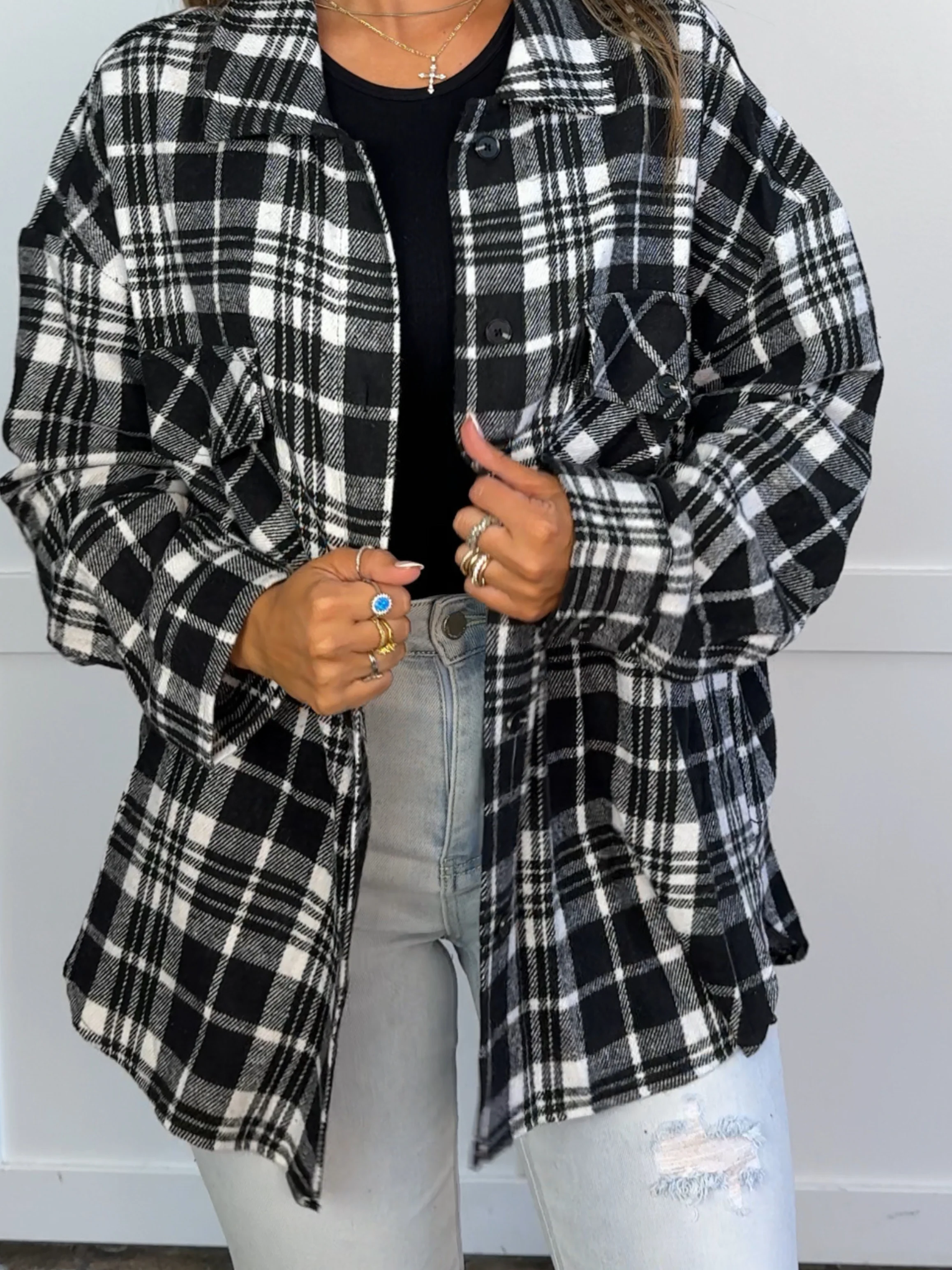 Laylie Plaid Flannel – Oversized Long Sleeve - Image 57