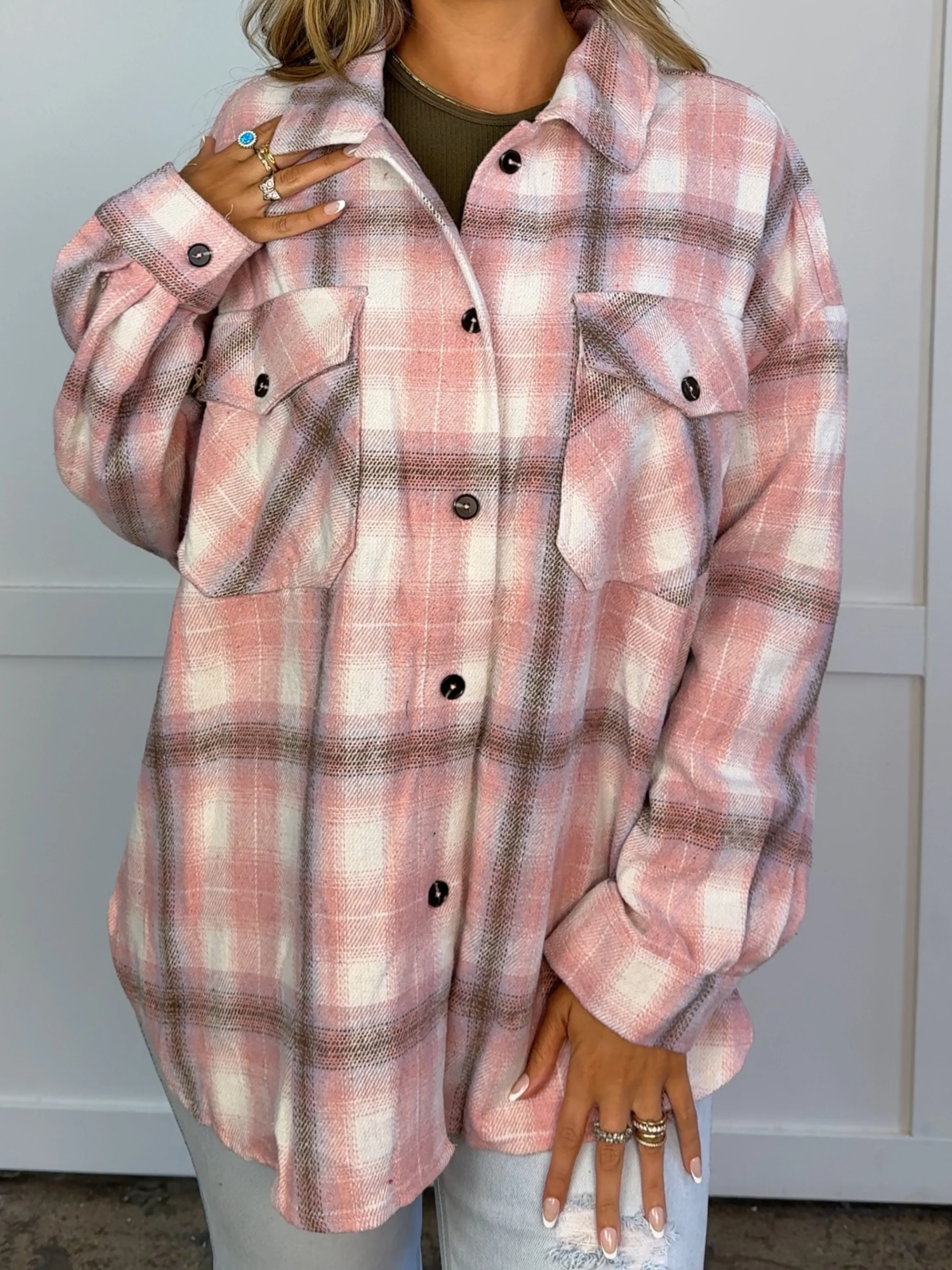 Laylie Plaid Flannel – Oversized Long Sleeve - Image 61