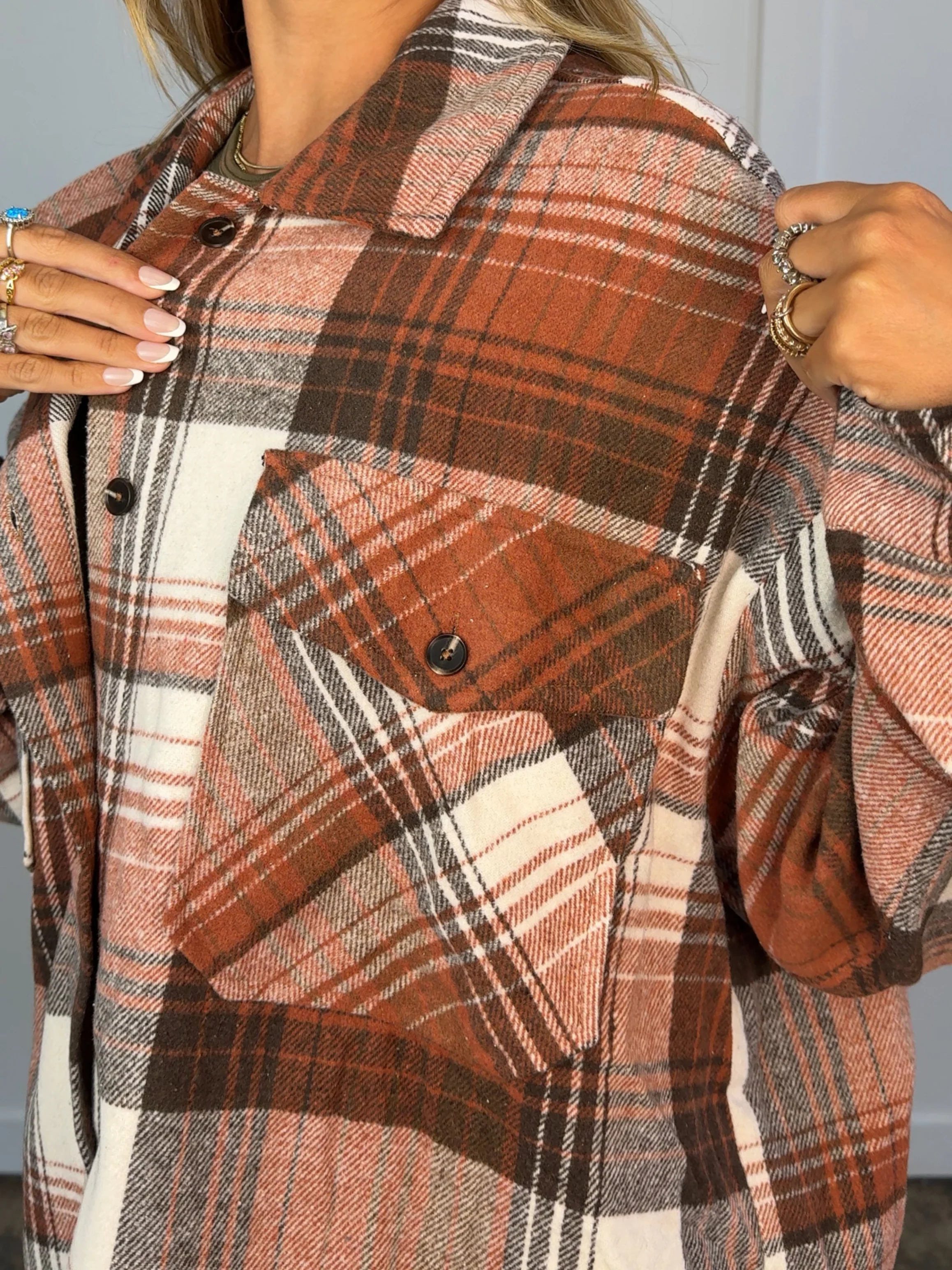 Laylie Plaid Flannel – Oversized Long Sleeve - Image 70