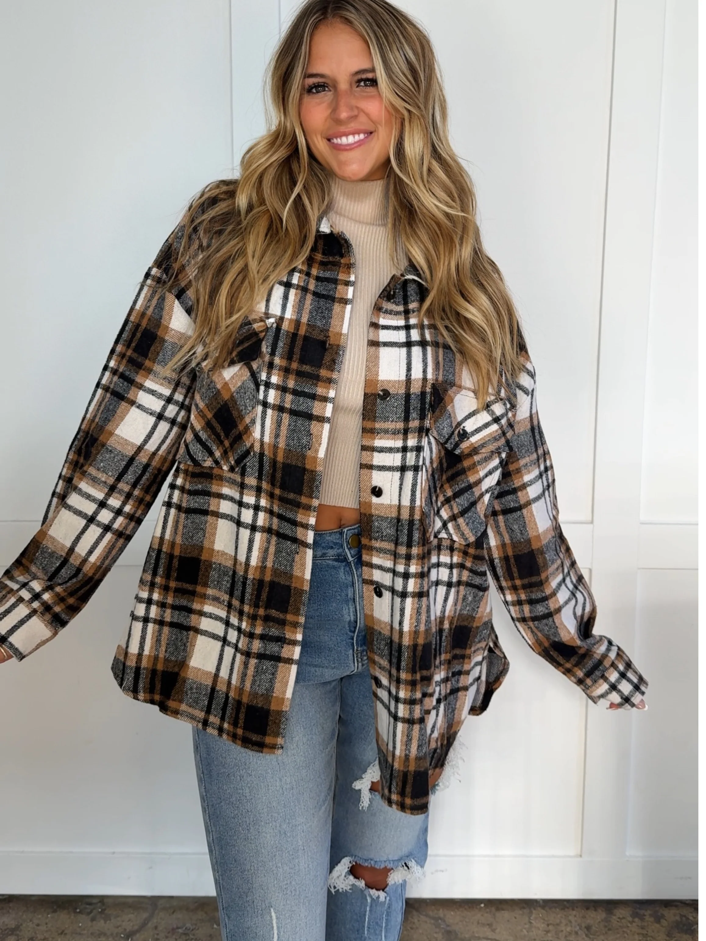 Laylie Plaid Flannel – Oversized Long Sleeve - Image 73