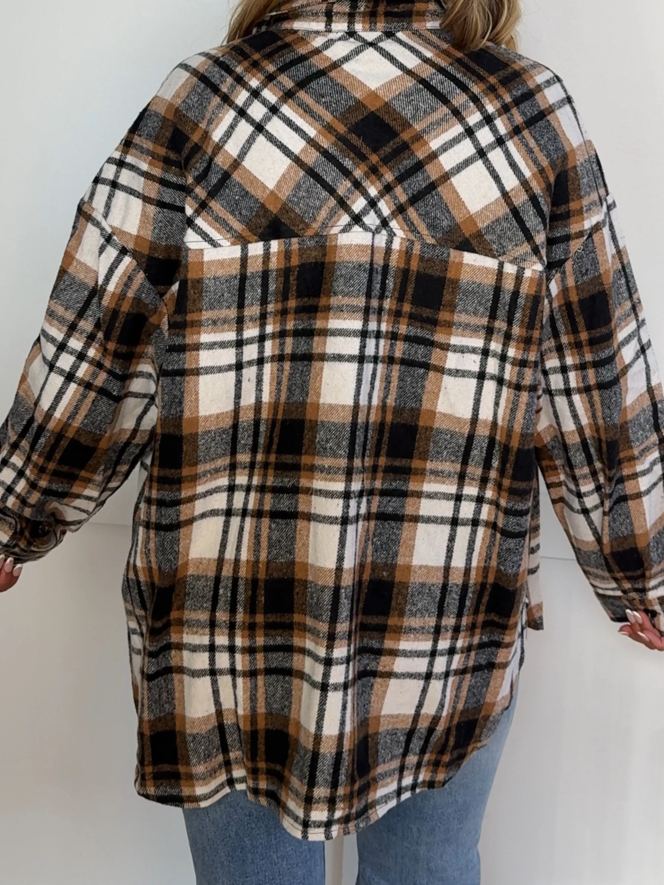 Laylie Plaid Flannel – Oversized Long Sleeve - Image 80