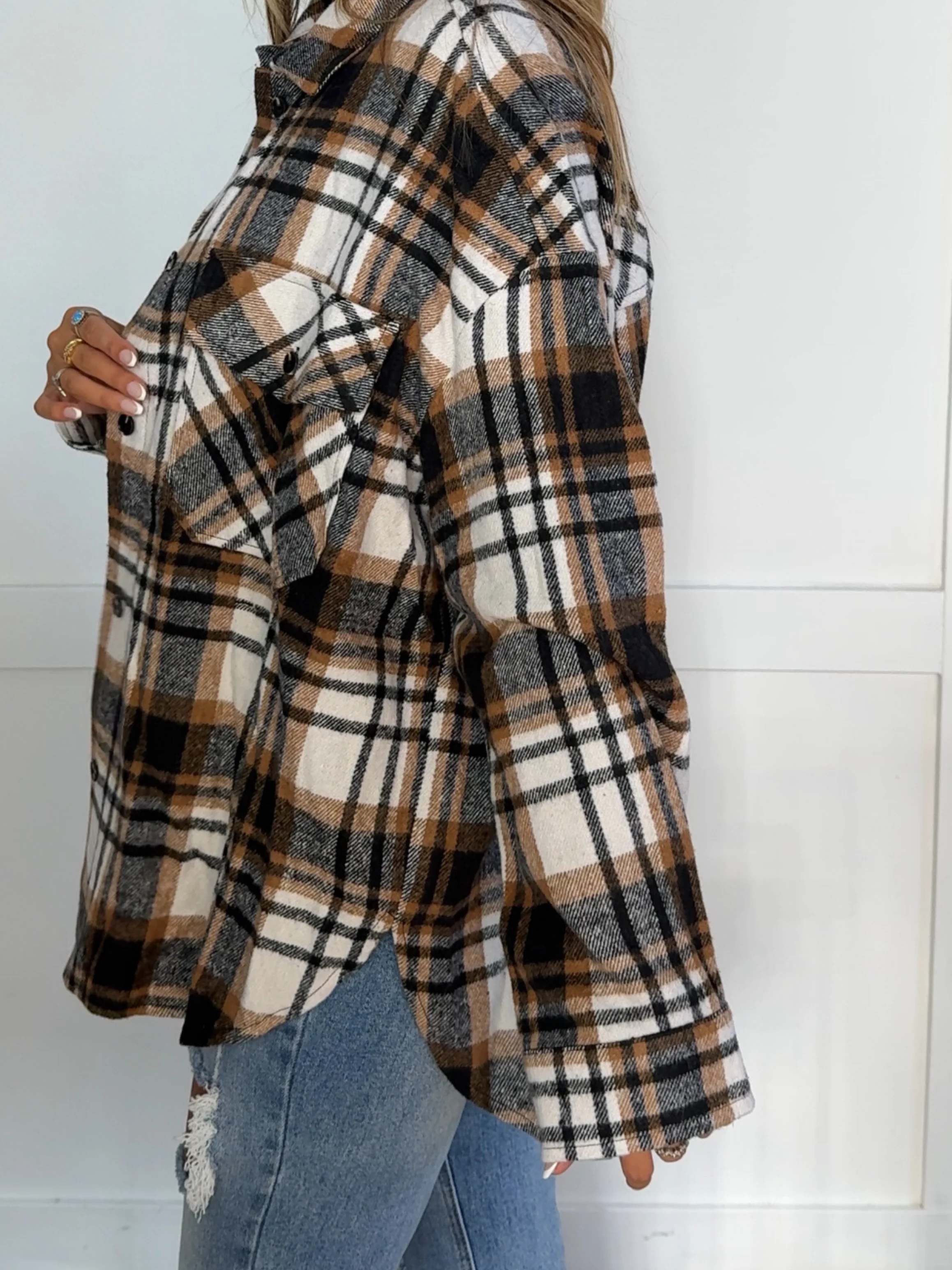 Laylie Plaid Flannel – Oversized Long Sleeve - Image 83